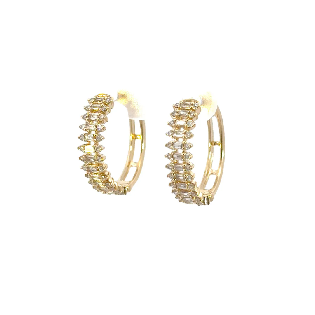 EHJ56873. 14k Solid Gold Diamond Hoops - Image 8