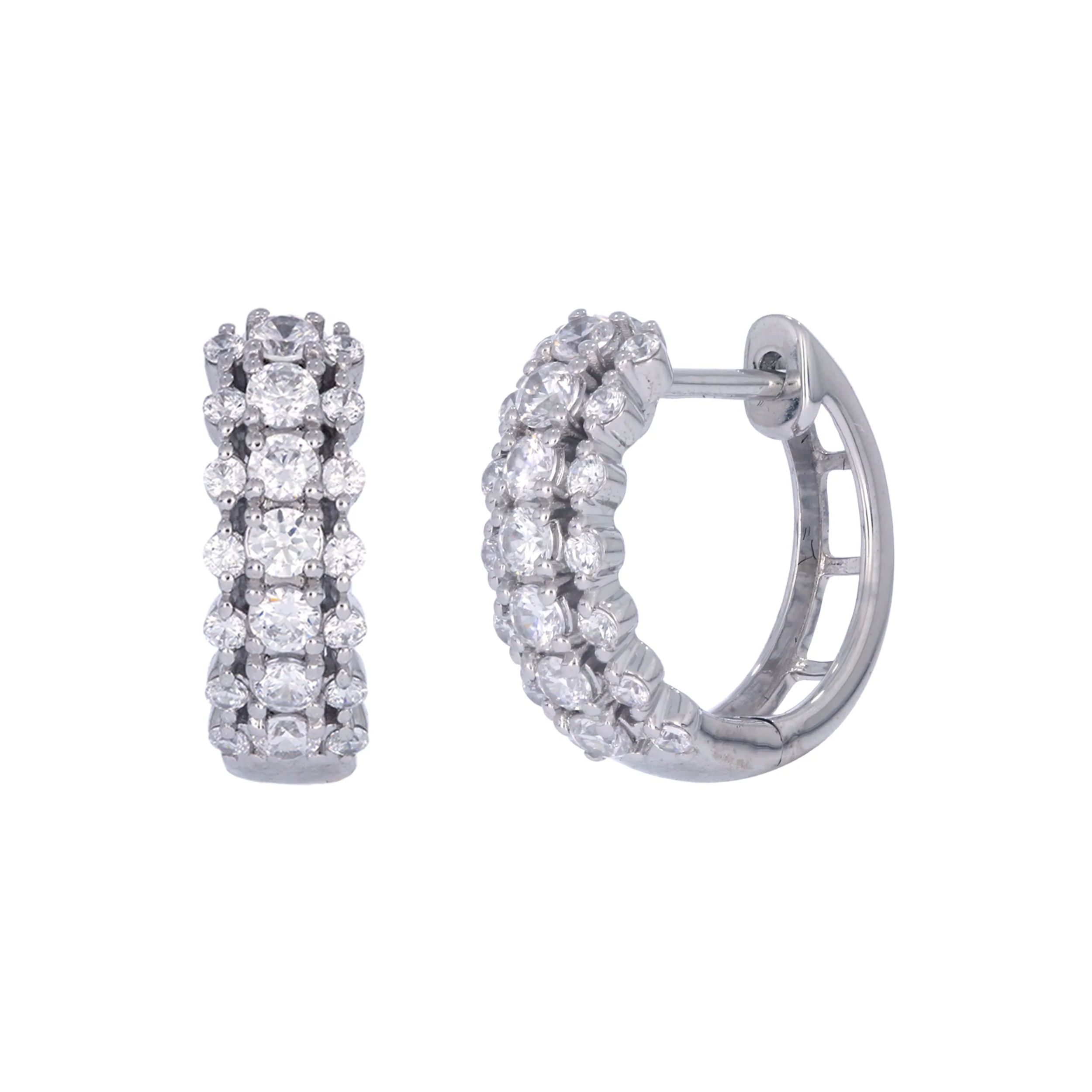 EHJ57409. 14K Solid Yellow Gold Diamond Hoop Earrings - Image 6