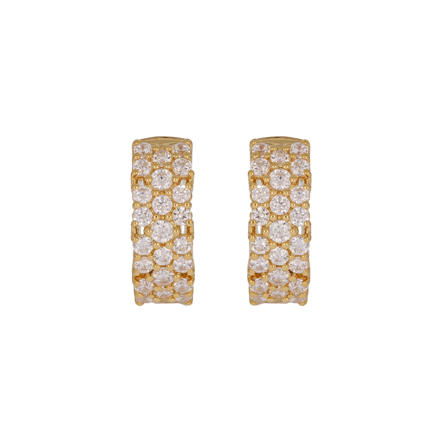EHJ57615. 14K Solid Yellow Gold Diamond Hoop Earrings - Image 2