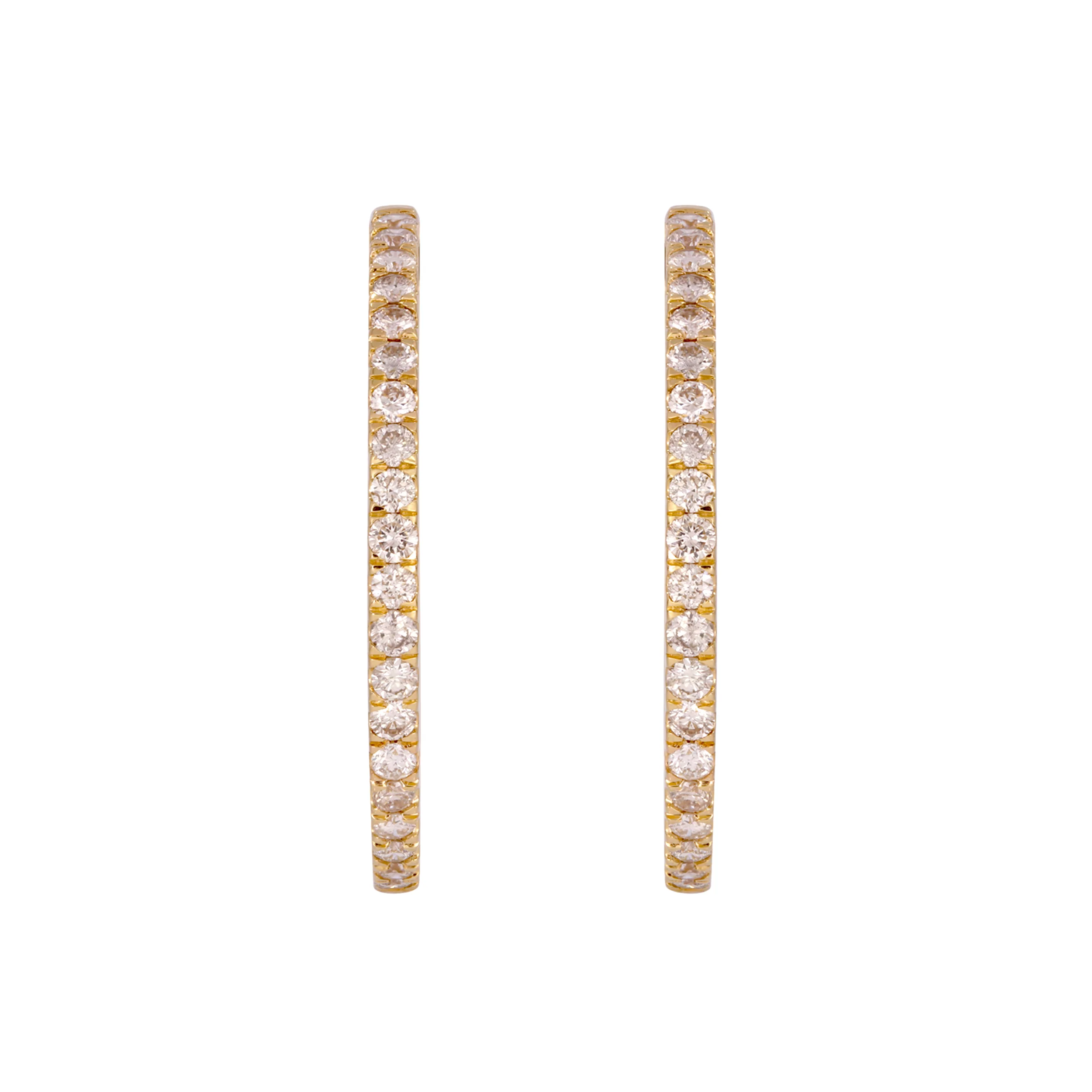 EHP56587. 14K Solid Gold Diamond Hoops - Image 3