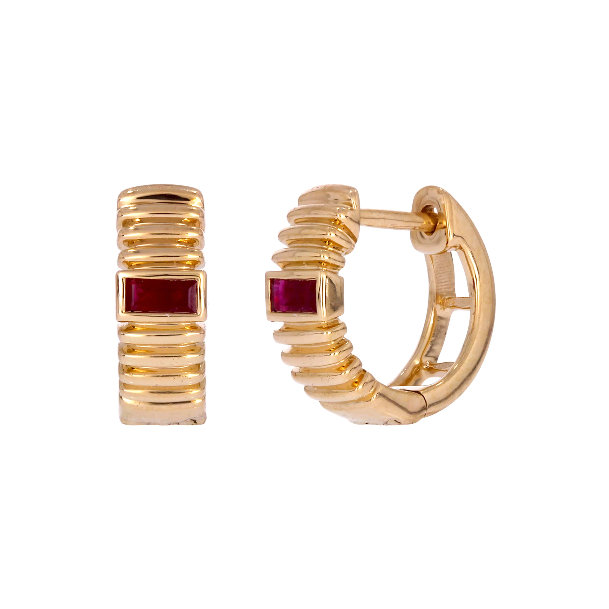 EHZ57170. 14k Solid Gold Gemstone Huggies - Image 11