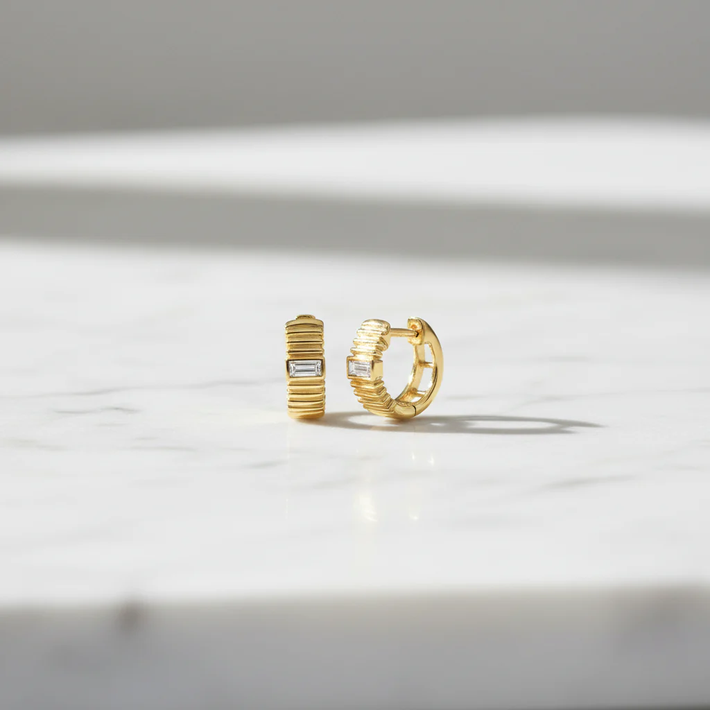 EHZ57170. 14k Solid Gold Gemstone Huggies - Image 15