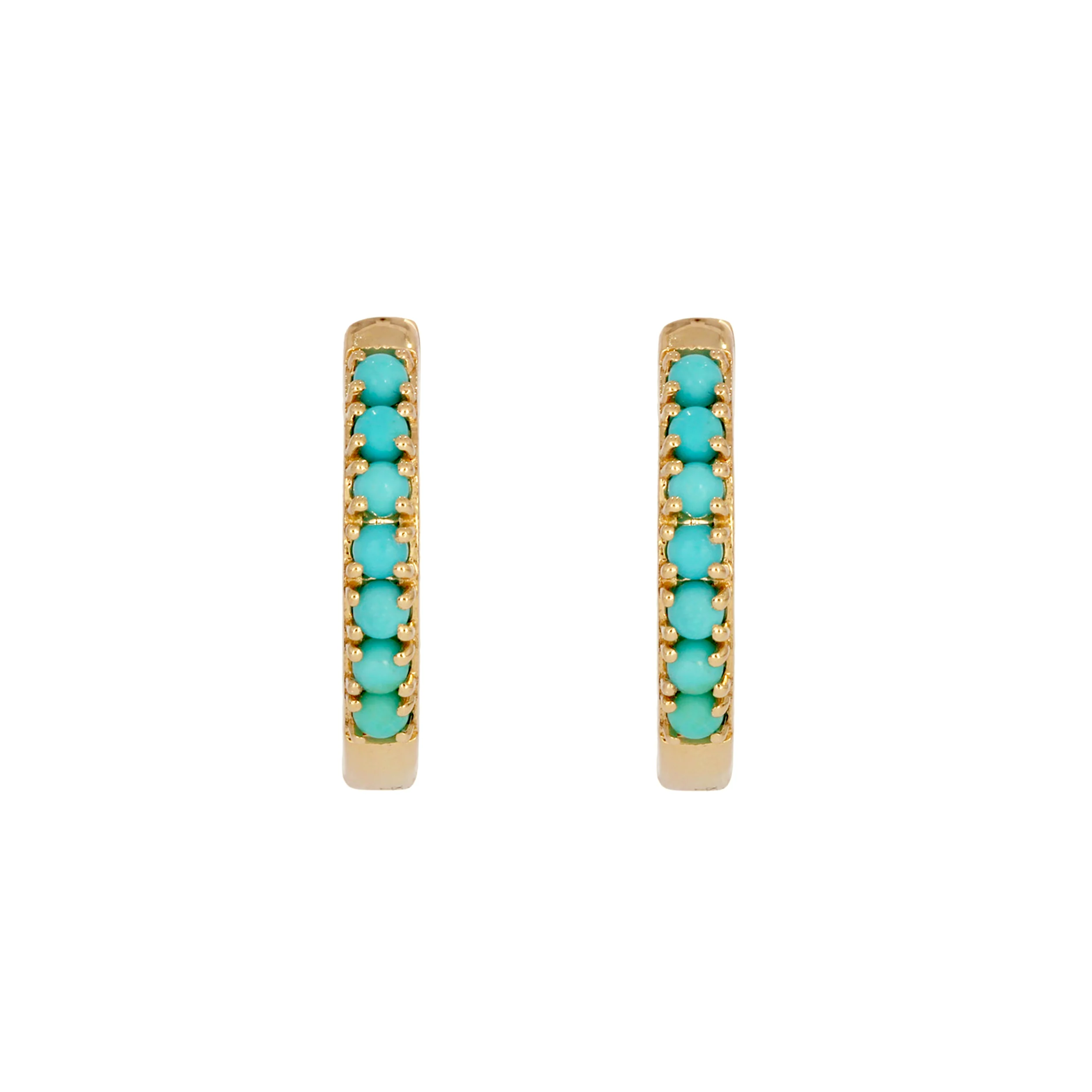 EHZ57450. 14K Solid Yellow Gold Emerald Hoop Earrings
