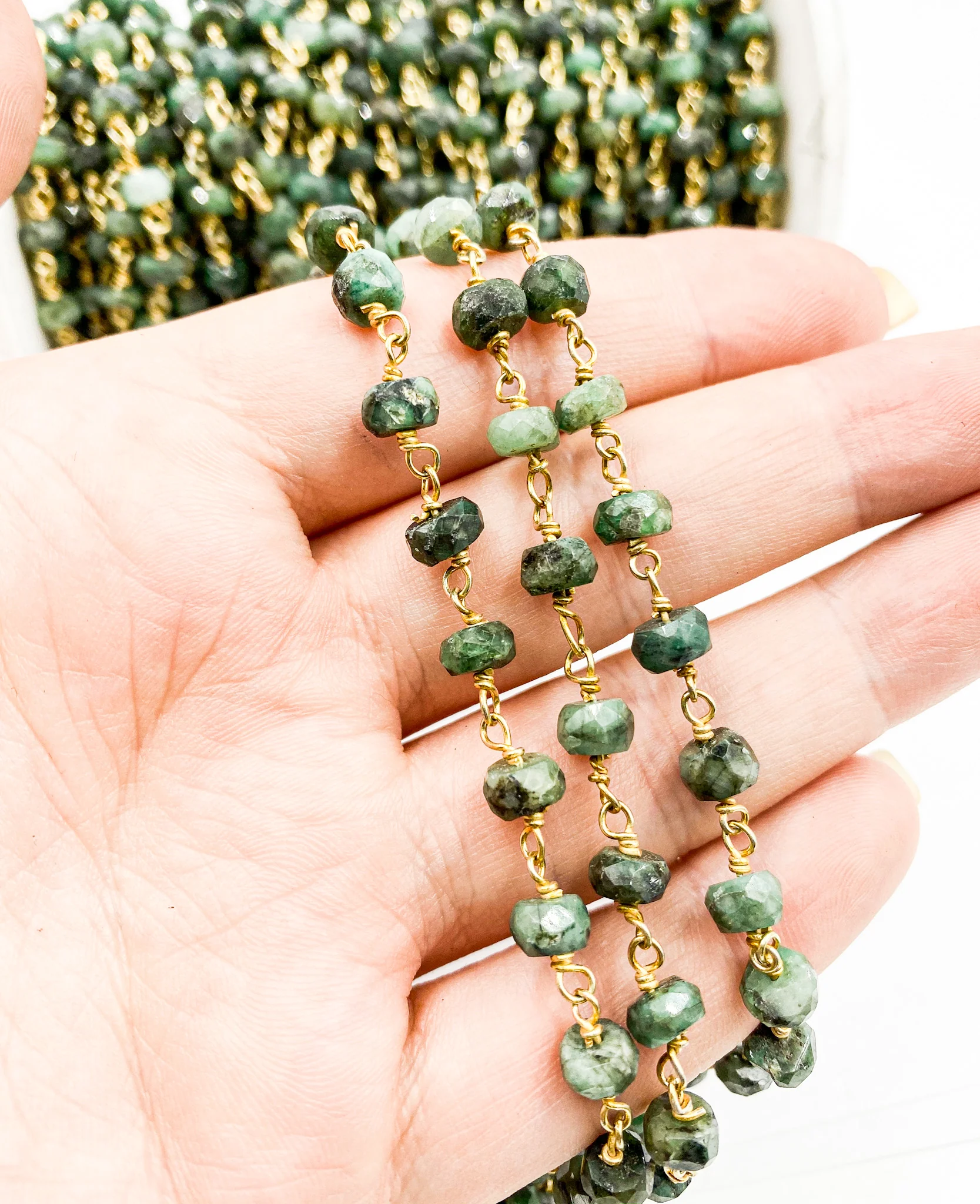 Emerald Gold Plated Wire Chain. EME5 - Image 3