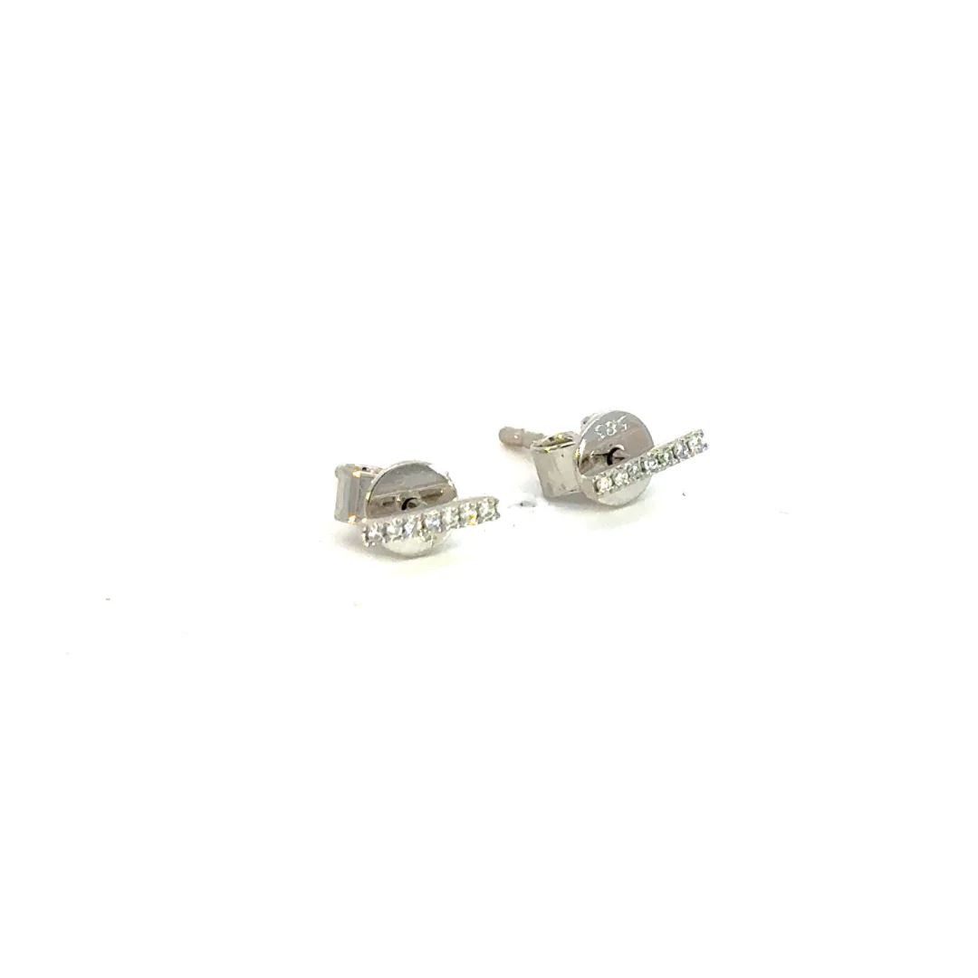 ER412734. 14K Solid Gold Diamond Bar Studs Earrings - Image 5