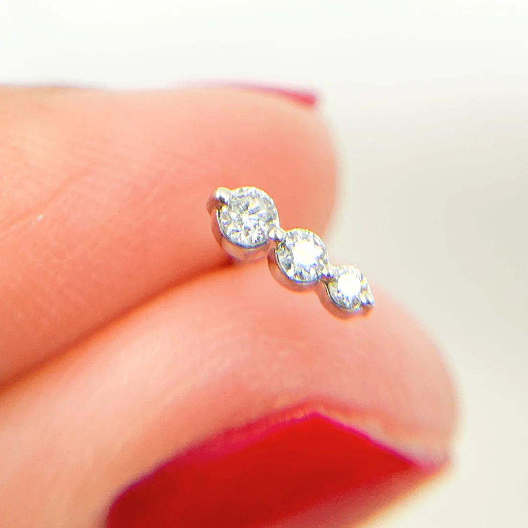 ER413586. 14k Solid Gold Diamond Dots Studs - Image 3