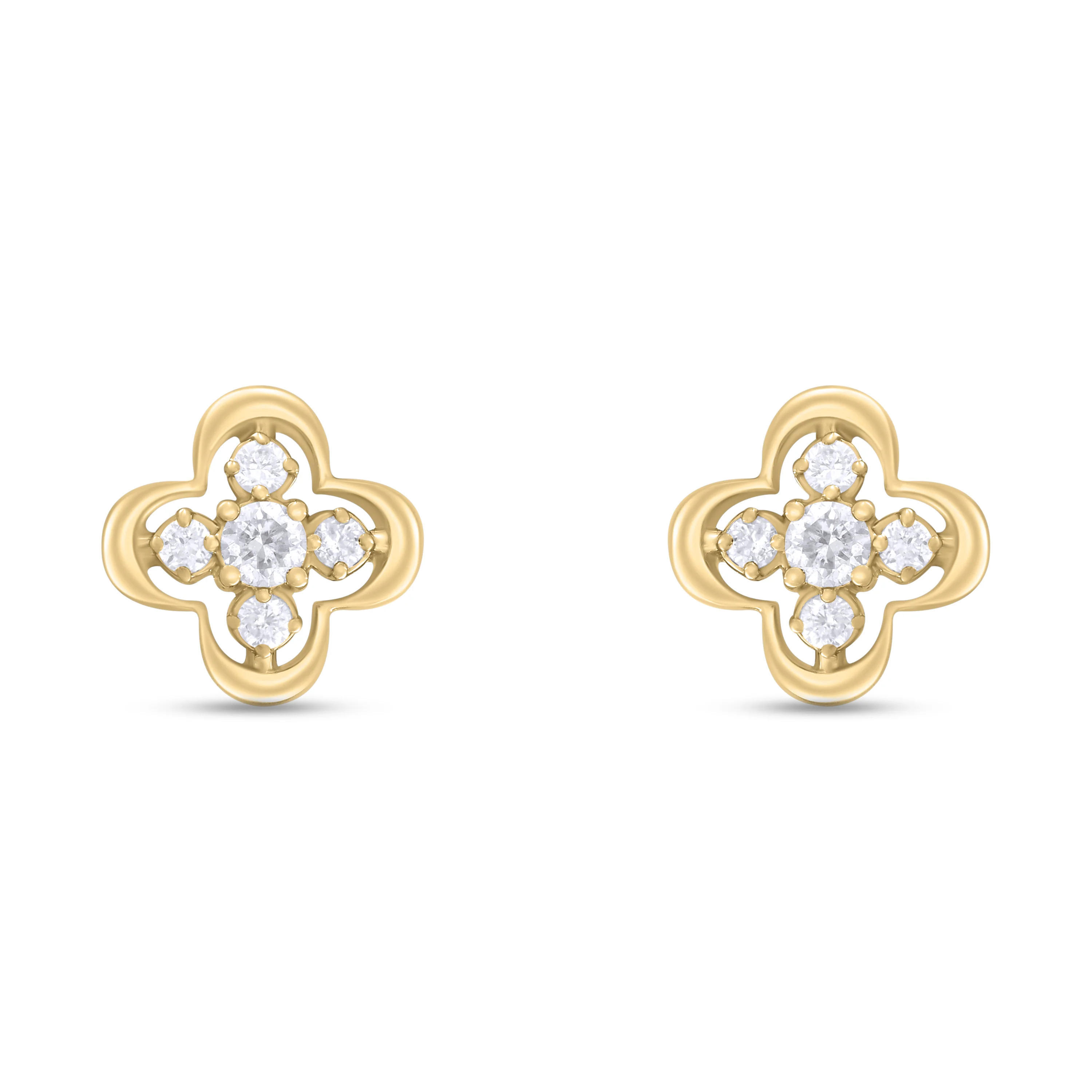 EFA54268. 14K Solid Gold Diamond Flower Studs