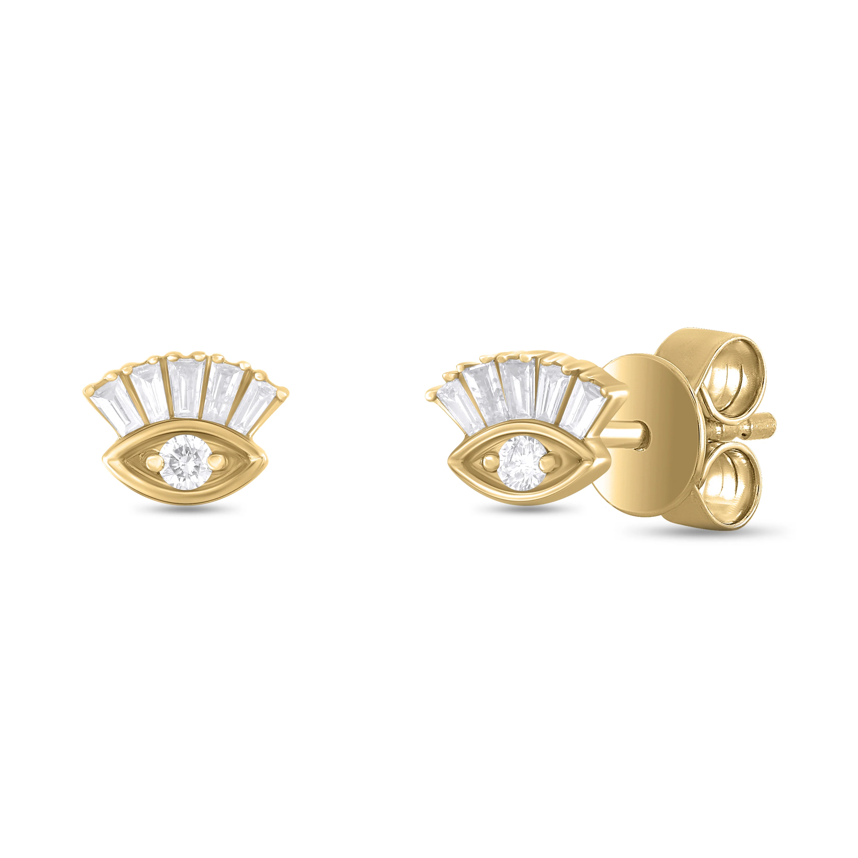 ER421145. 14K Solid Gold Diamond Eye Studs - Image 2