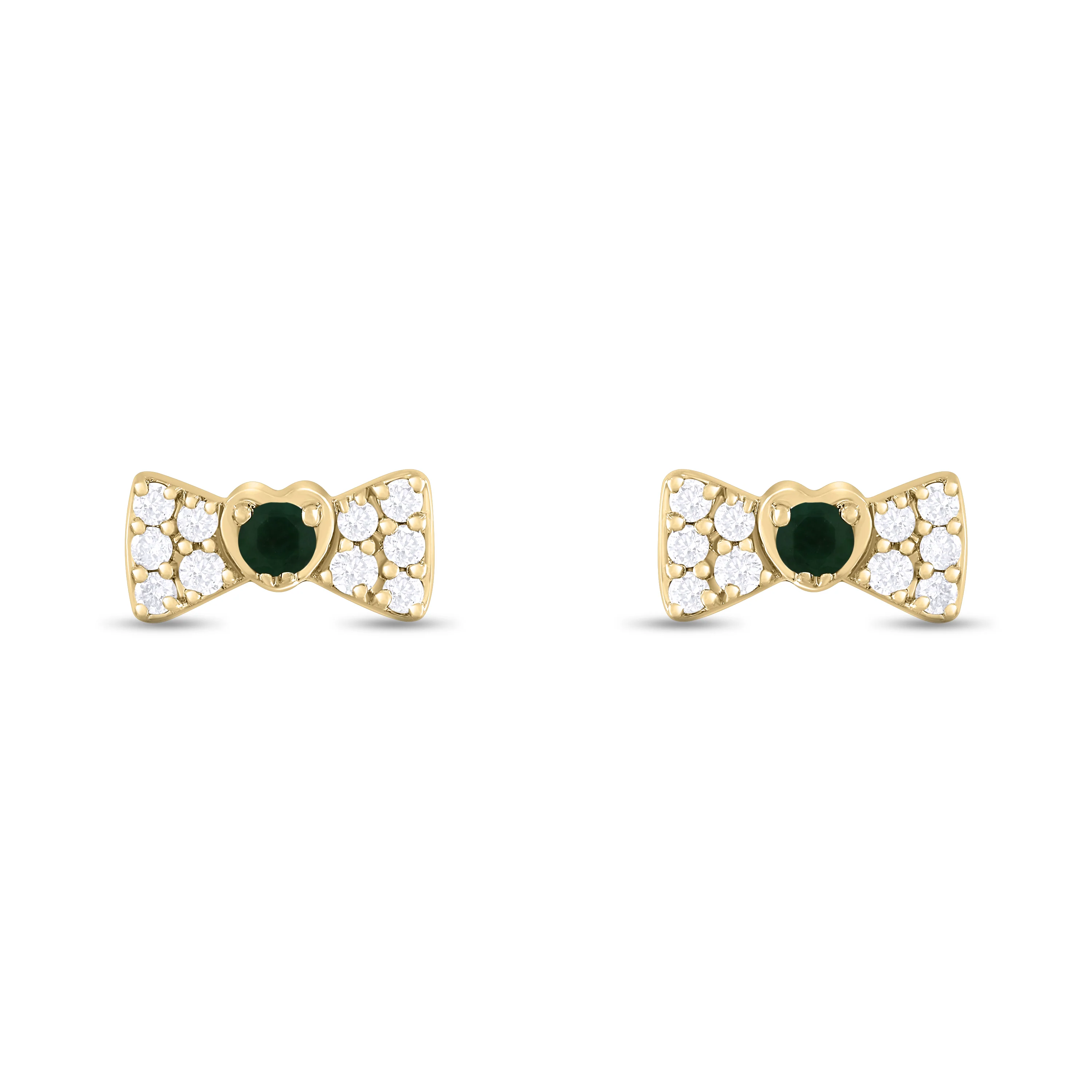 ER421151. 14K Solid Gold Diamond and Gemstone Coquette Bow Studs