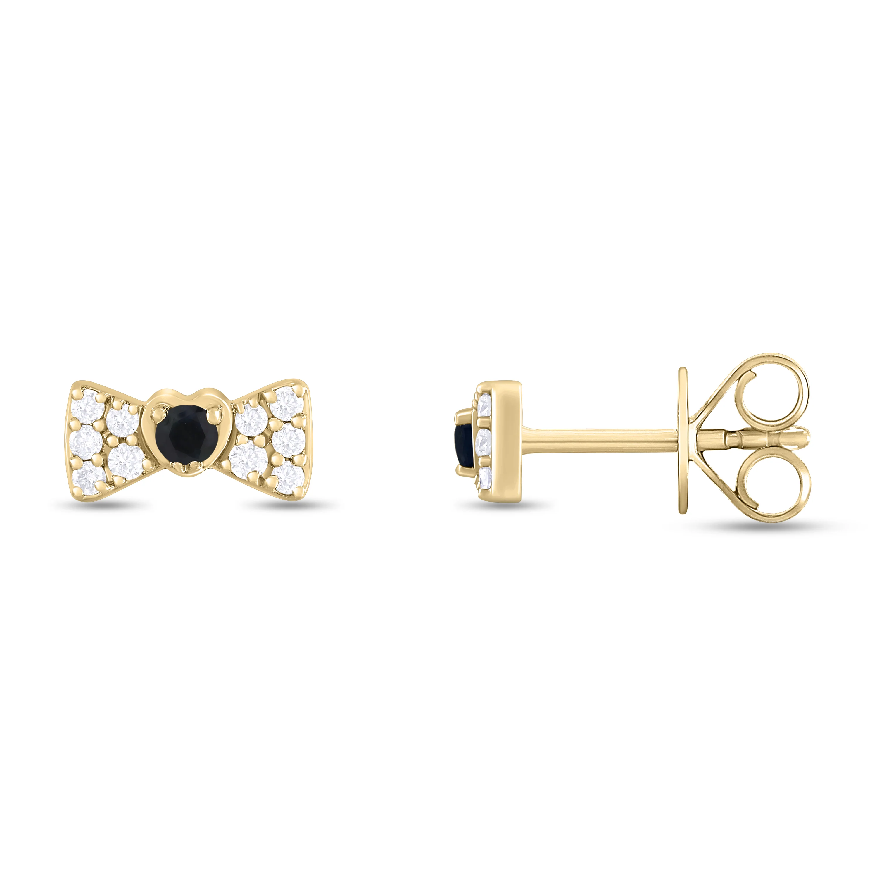ER421151. 14K Solid Gold Diamond and Gemstone Coquette Bow Studs - Image 9