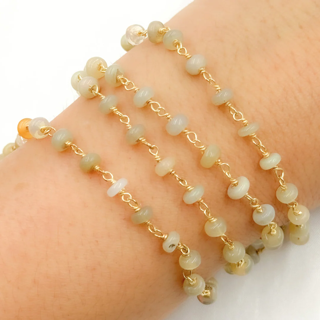 Ethiopian Opal Gold Plated 925 Sterling Silver Wire Chain. ETH3 - Image 3