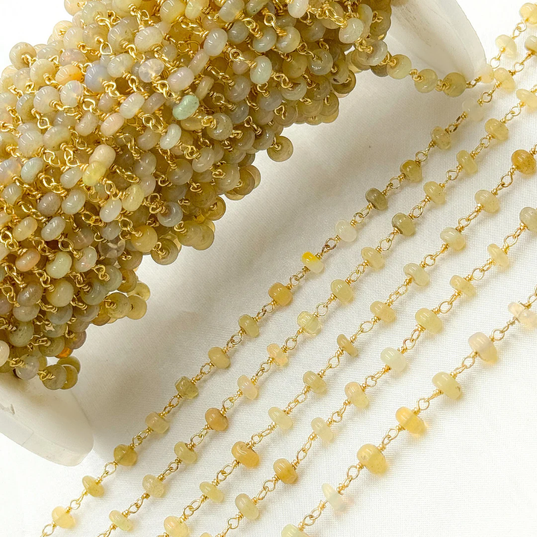 Ethiopian Opal Gold Plated 925 Sterling Silver Wire Chain. ETH3 - Image 4