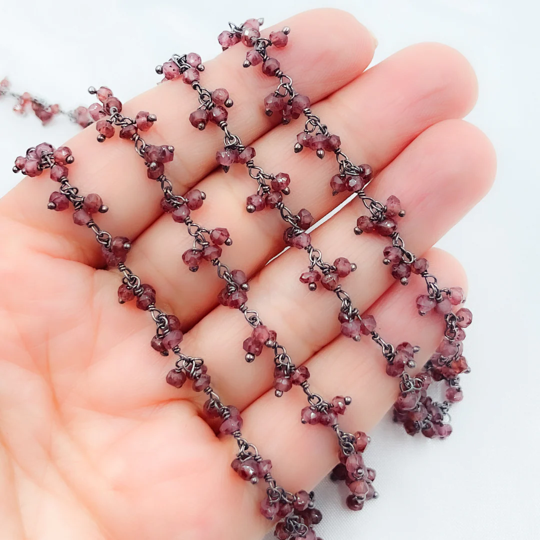 Garnet Cluster Dangle Oxidized Wire Chain. GAR8 - Image 3