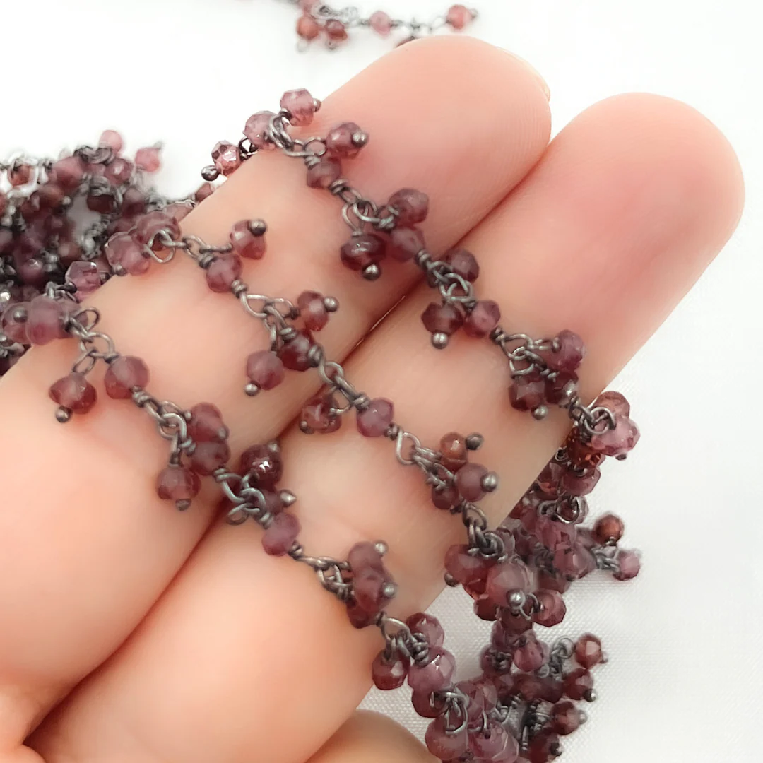 Garnet Cluster Dangle Oxidized Wire Chain. GAR8 - Image 5