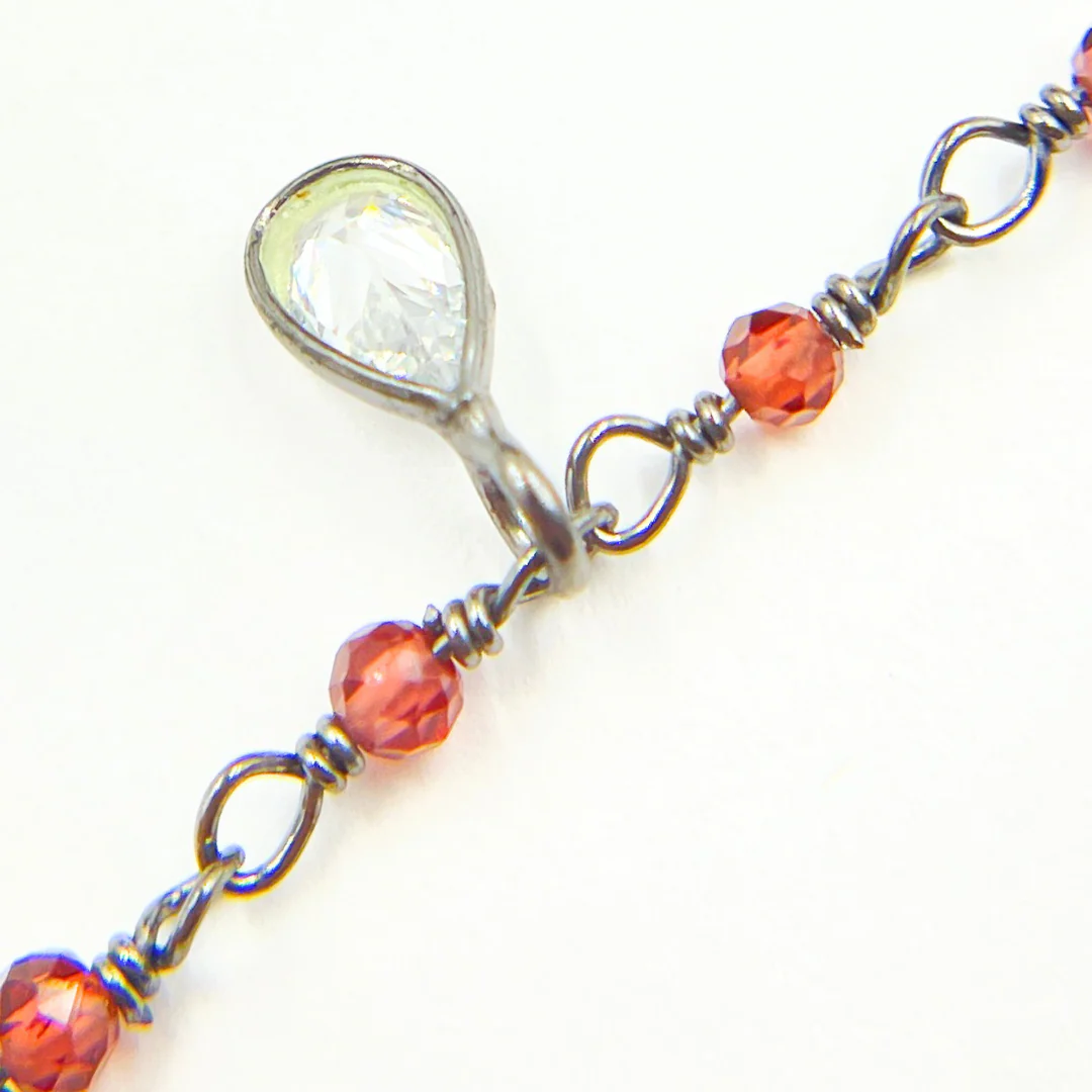 Garnet & CZ Dangle Oxidized Wire Chain. GAR7 - Image 4