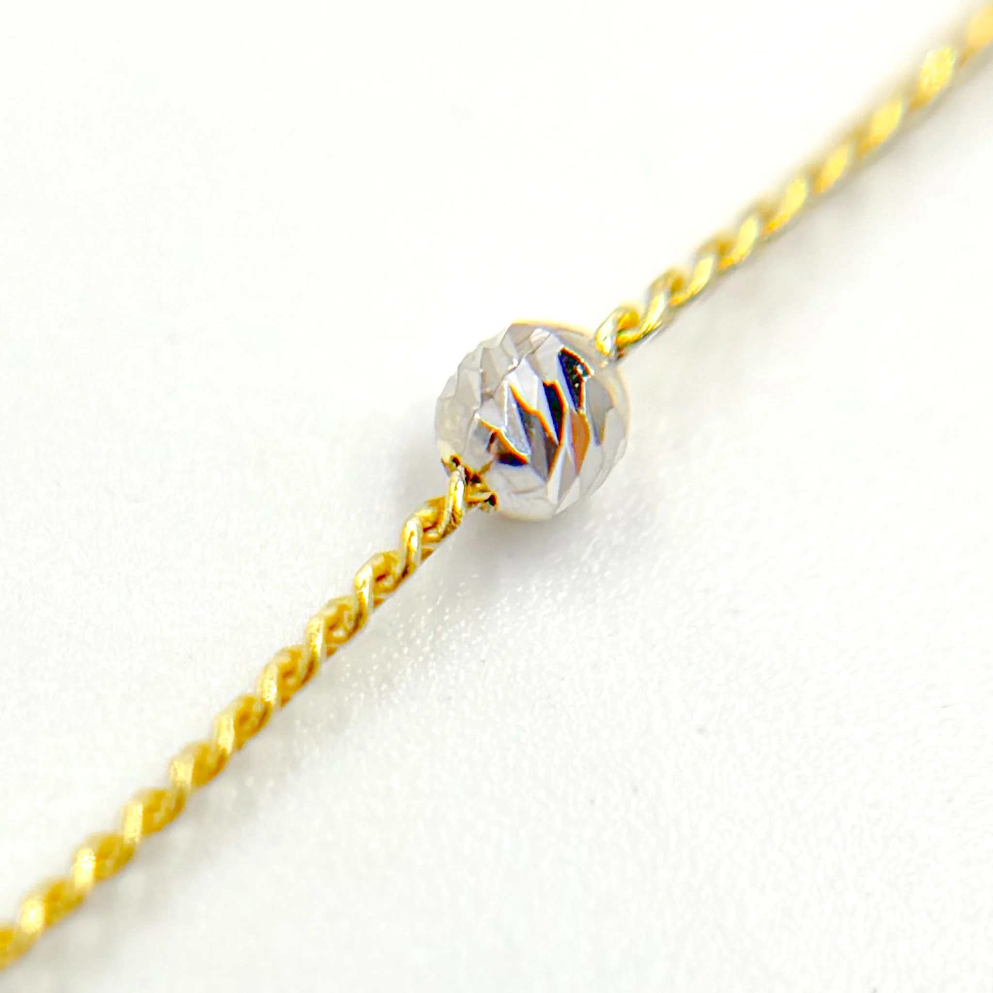GC1. 14K Solid Gold Satellite Yellow and White Gold Chain - Image 2