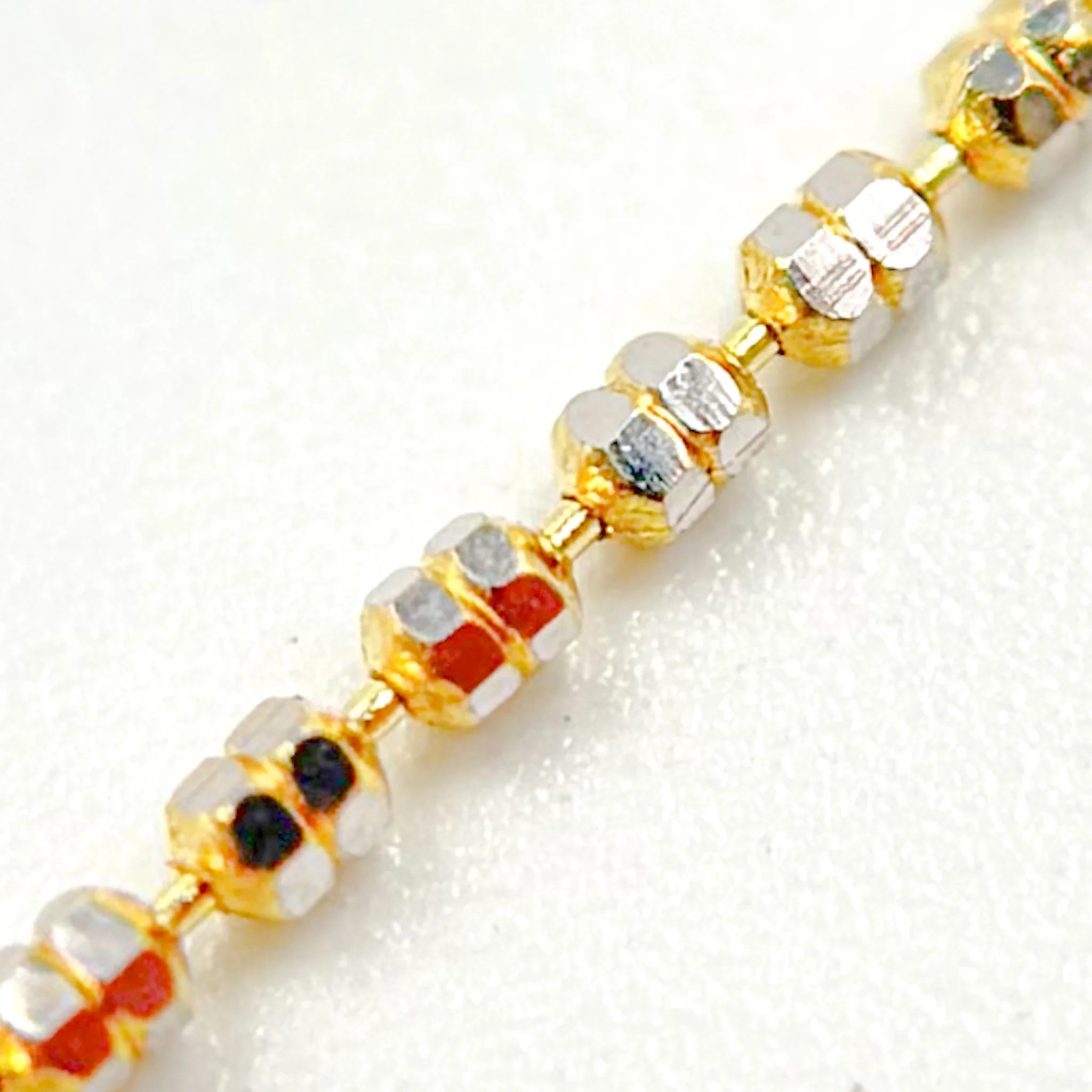 GC2. 14K Solid Gold Satellite Yellow and White Gold Chain - Image 2