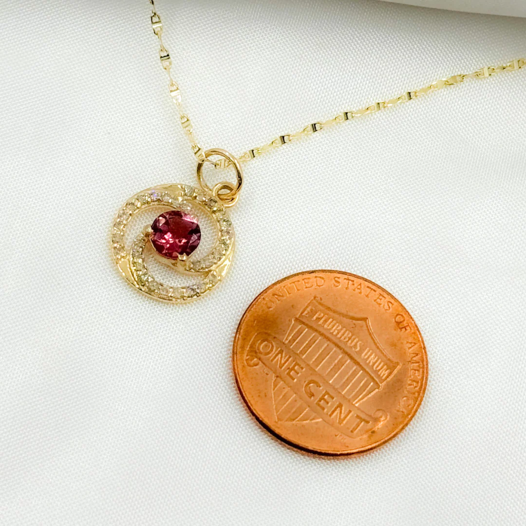 14K Solid Gold Diamond Circle Charm. GDP129 - Image 13