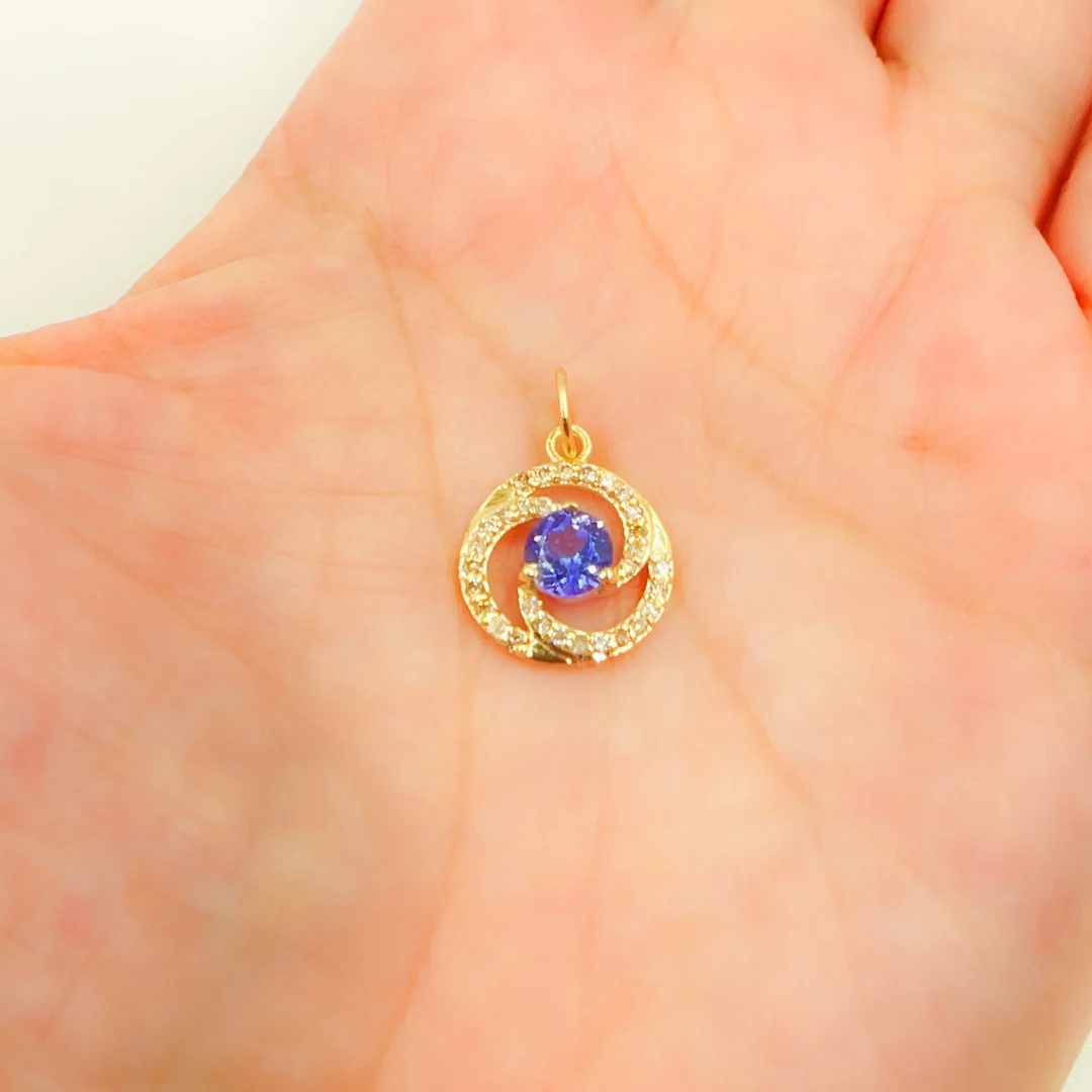 14K Solid Gold Diamond Circle Charm. GDP129 - Image 6