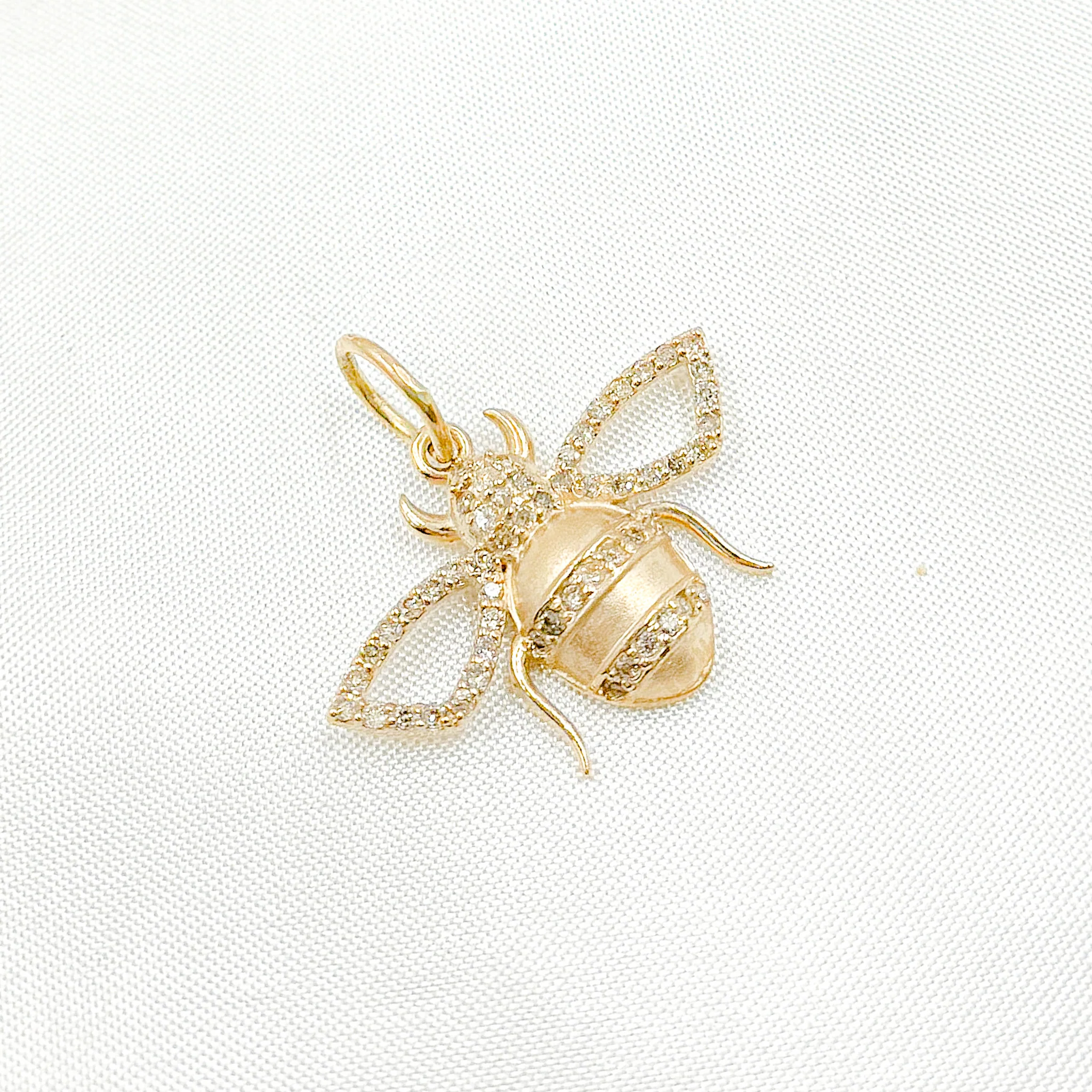GDP13. 14K Solid Gold Diamond Bee Charm - Image 3