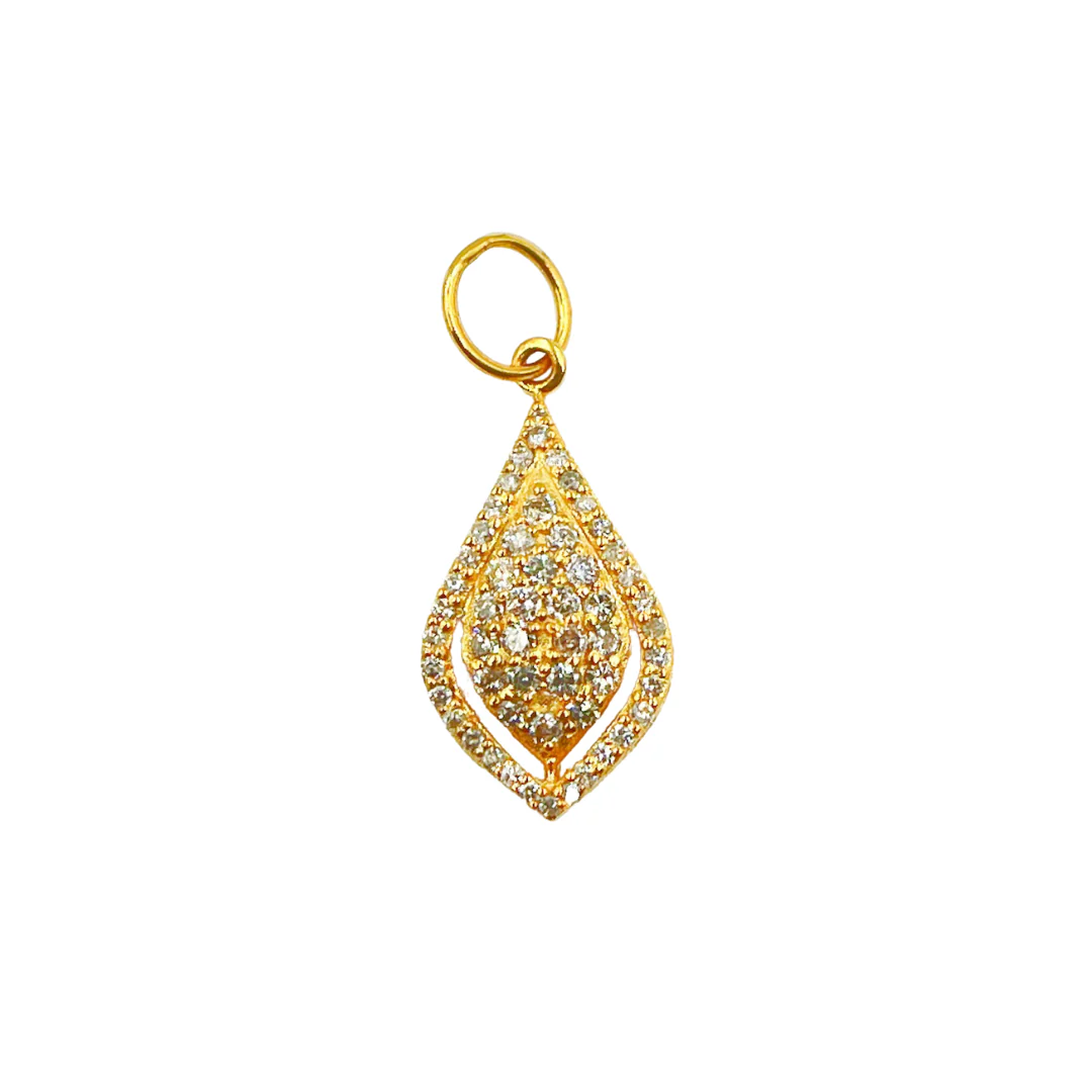 GDP146. 14K Solid Gold Charm. Drop Pendant with Diamonds