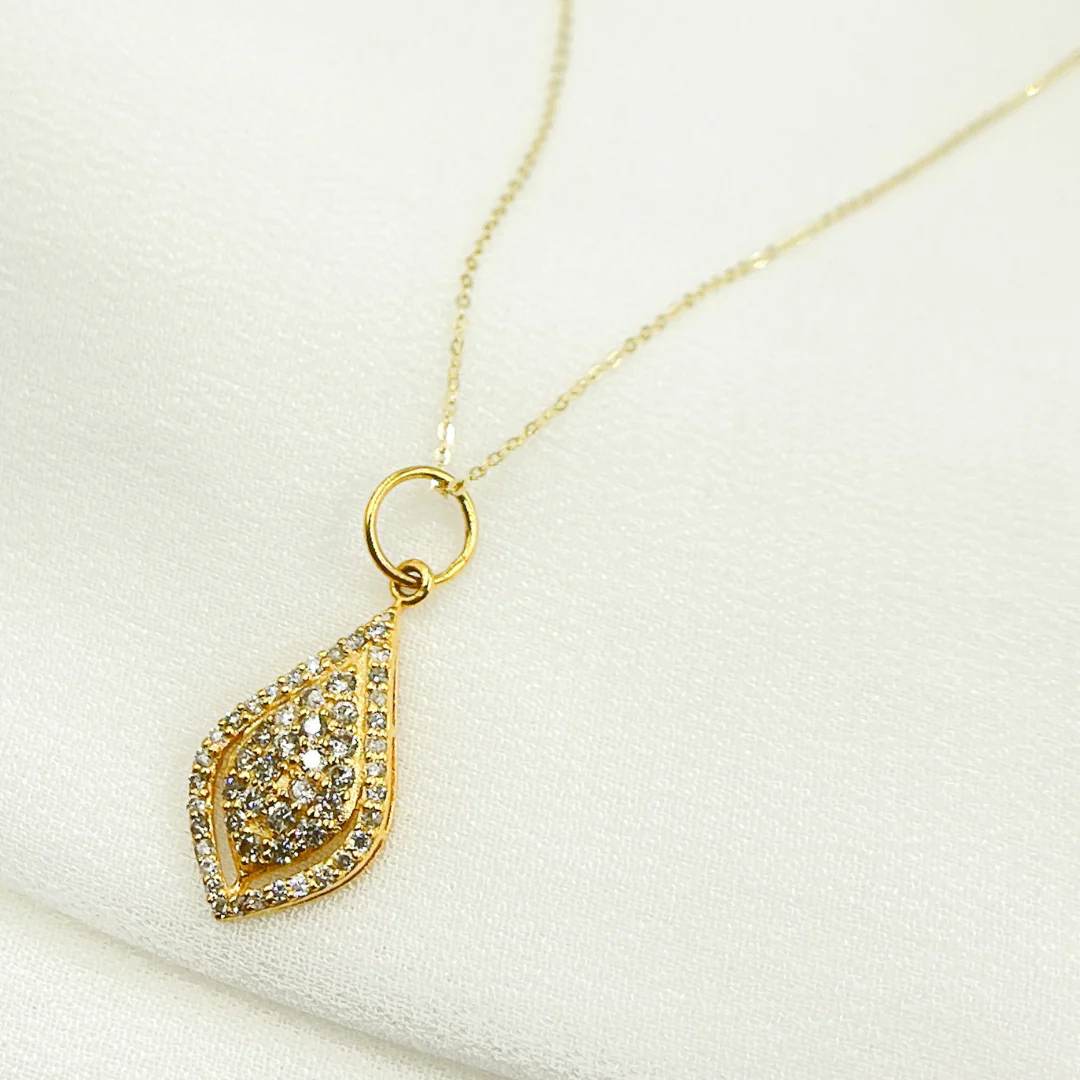 GDP146. 14K Solid Gold Charm. Drop Pendant with Diamonds - Image 2