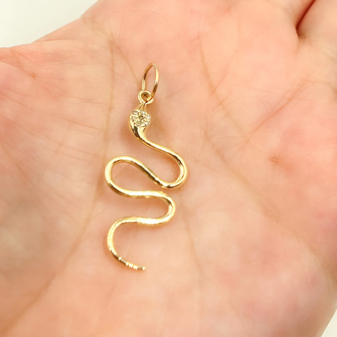 GDP157. 14K Gold Diamond Snake Charm - Image 2
