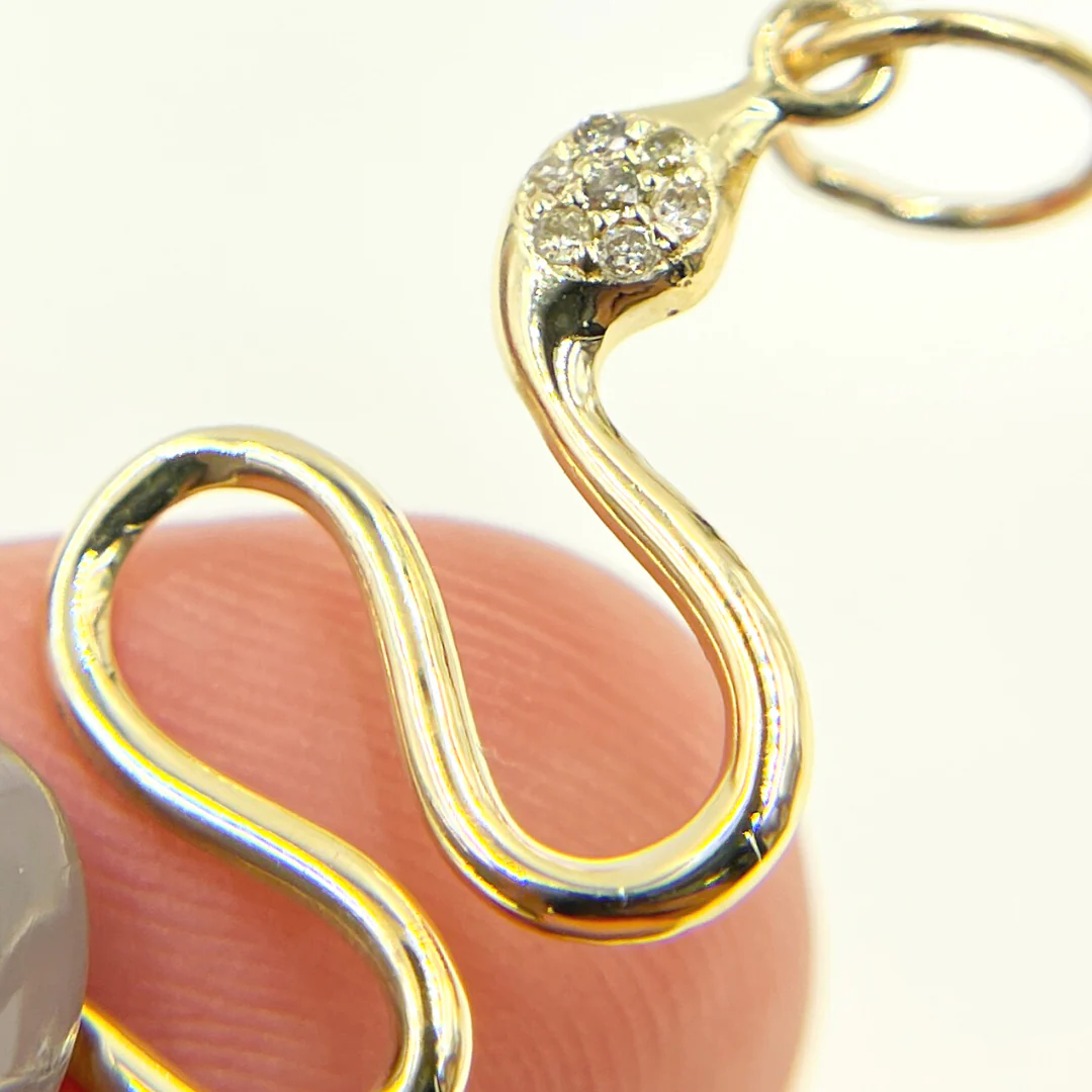 GDP157. 14K Gold Diamond Snake Charm - Image 6