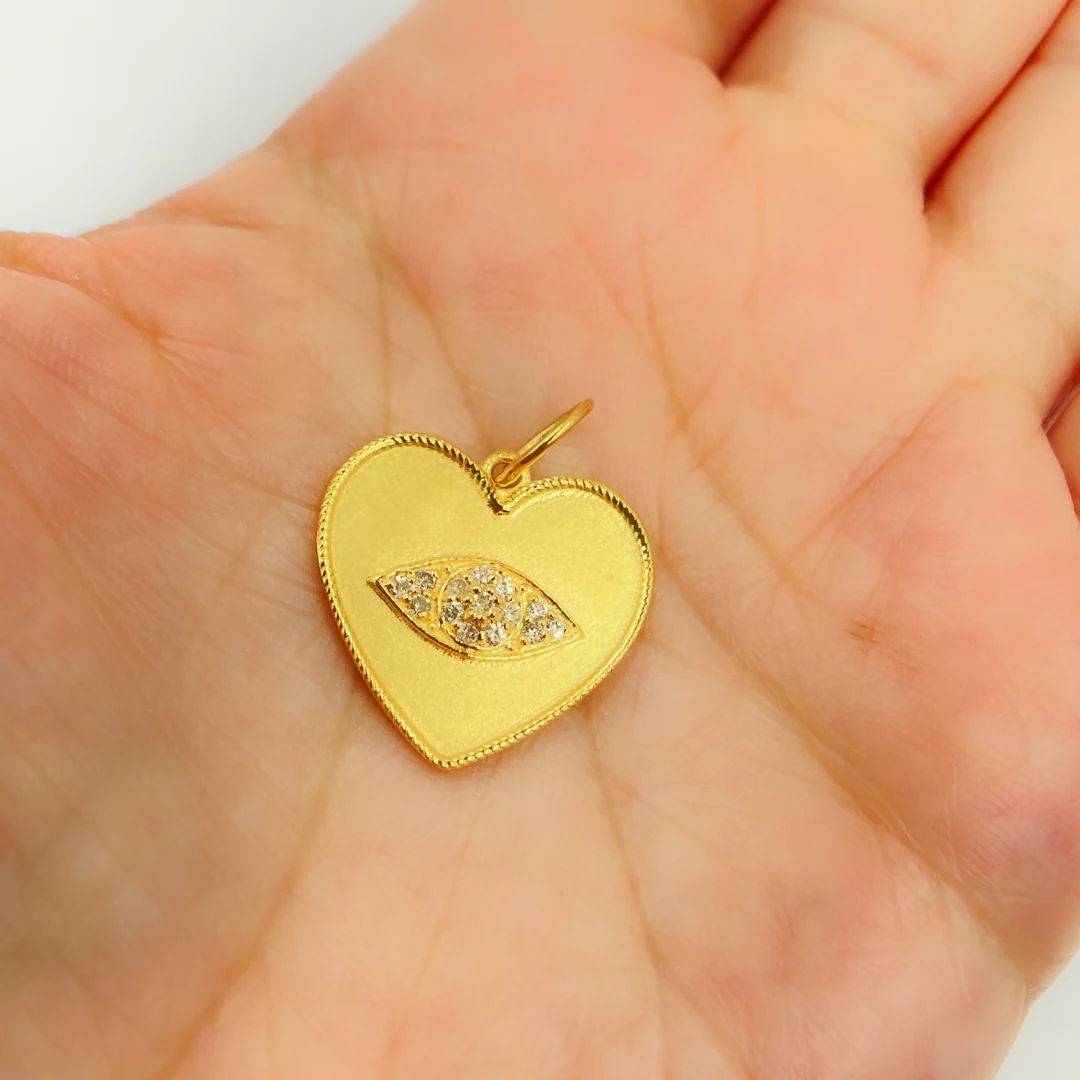 14K Solid Gold Heart Pendant with Diamonds. GDP175 - Image 4