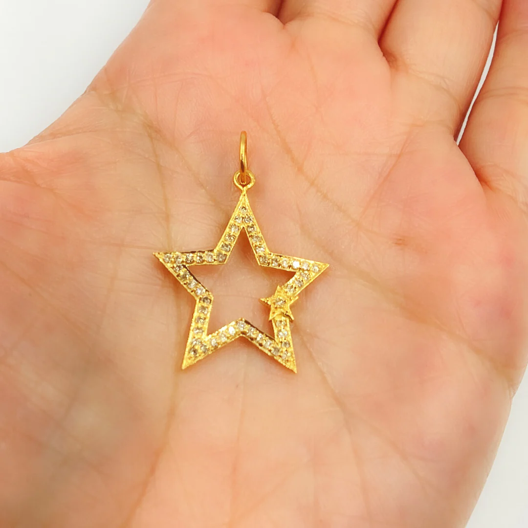 14K Solid Gold Diamonds Star Charm. GDP182 - Image 3