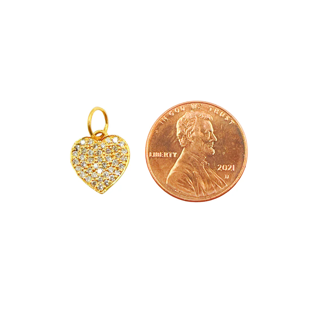 GDP199. 14K Solid Gold Diamond Heart Charm - Image 3