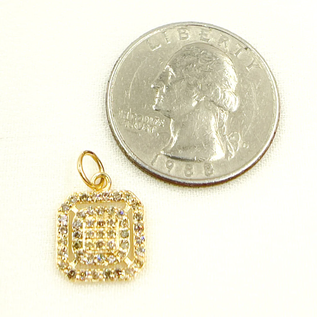 14K Solid Gold Diamond Square Charm. GDP207 - Image 3