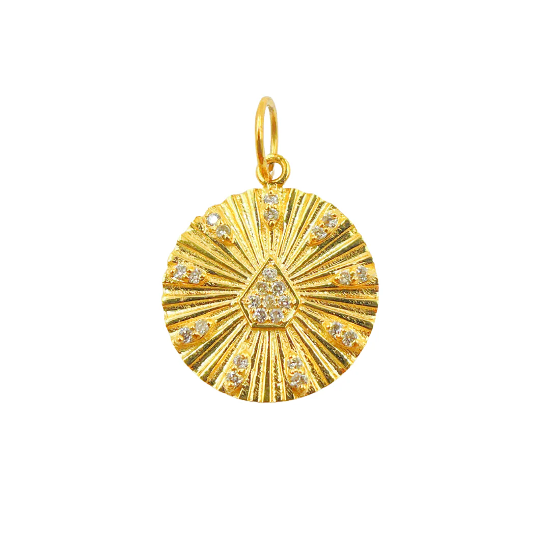 14K Solid Gold with Diamonds Circle Charm. GDP212 - Image 2