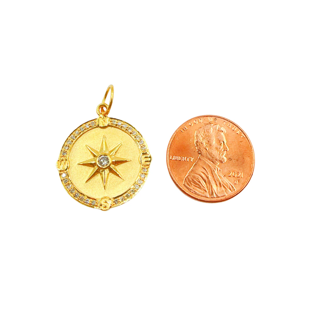 GDP218. 14K Solid Gold Circle Pendant with Diamonds - Image 3