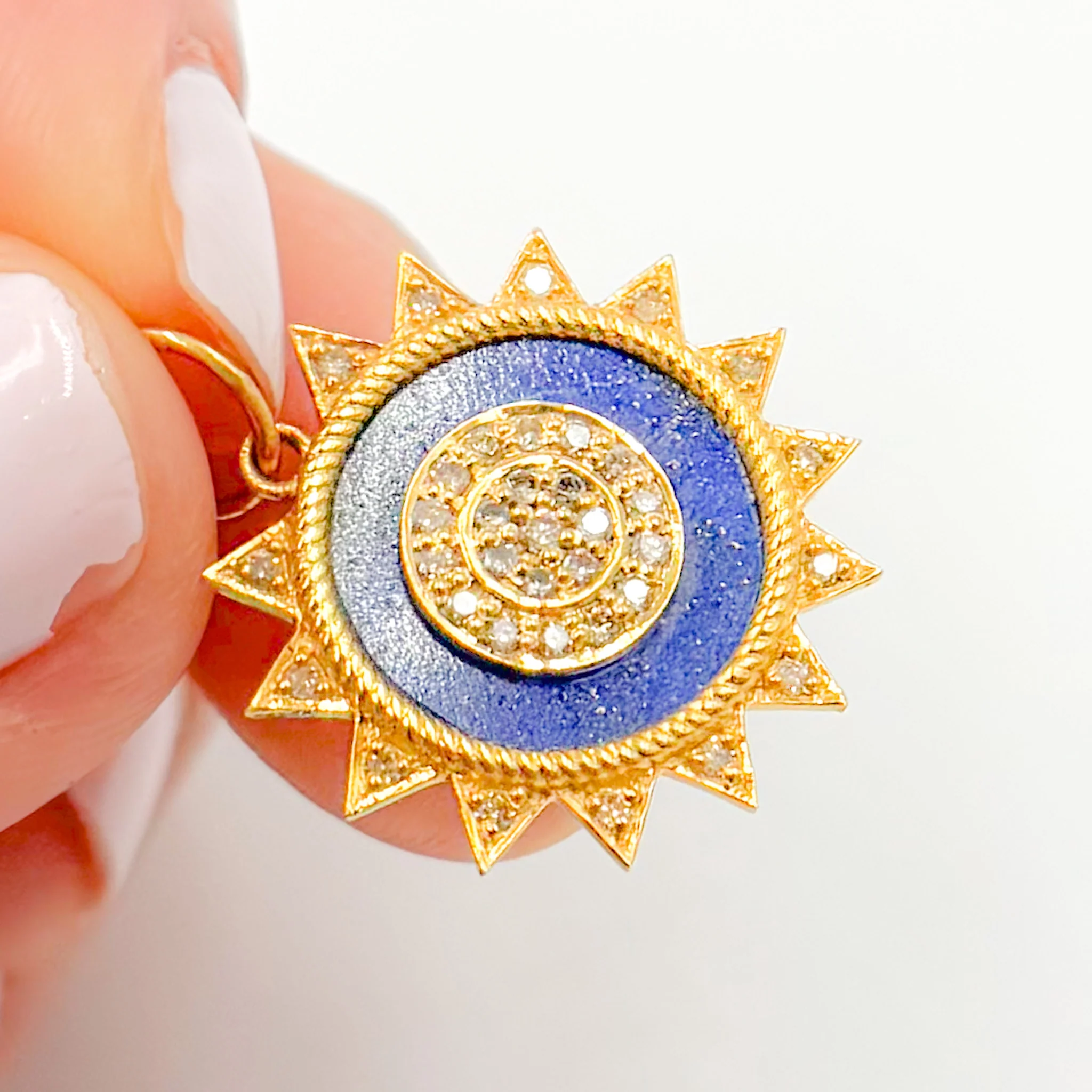 GDP224. 14K Solid Gold Sun Round Pendant - Image 4