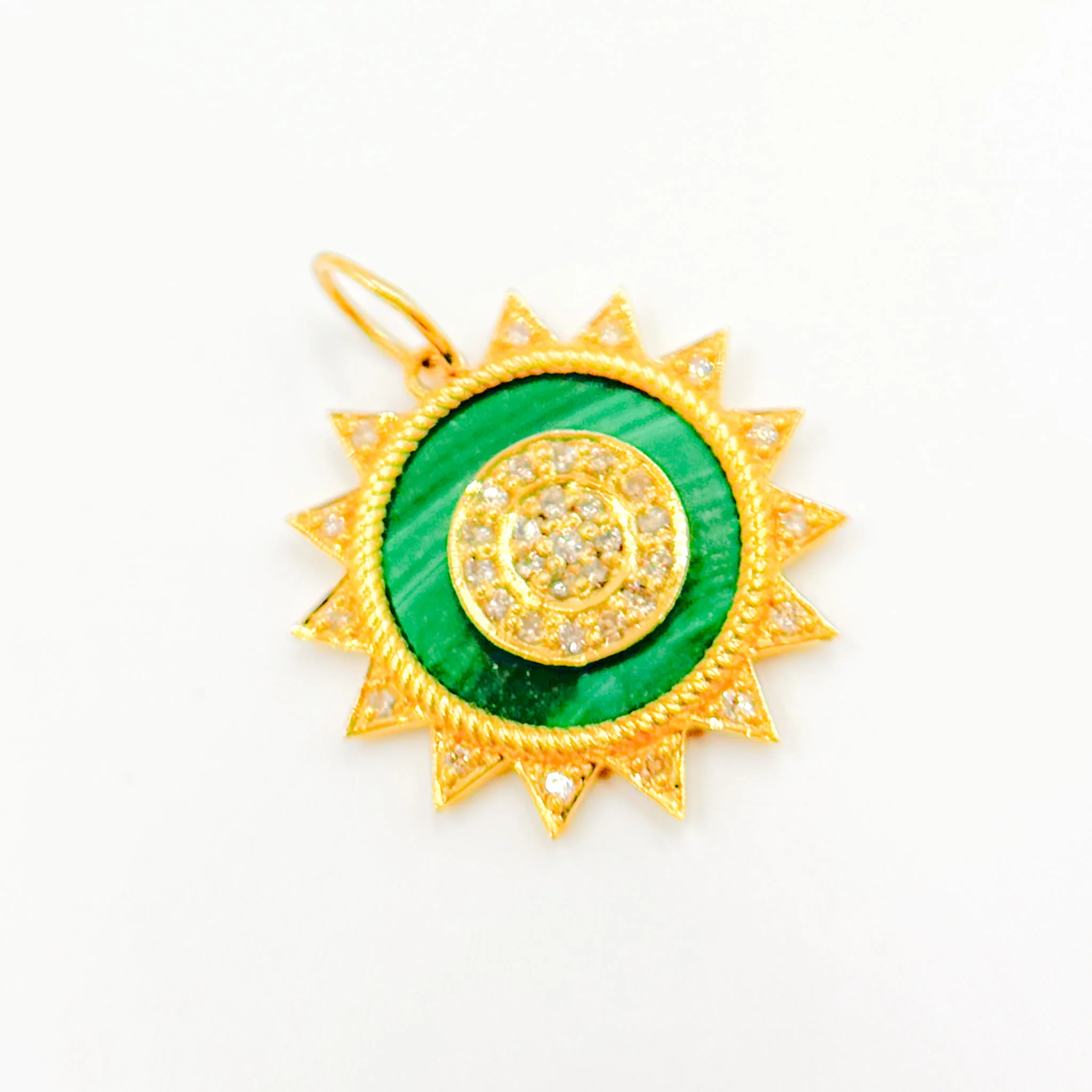 GDP224. 14K Solid Gold Sun Round Pendant - Image 5
