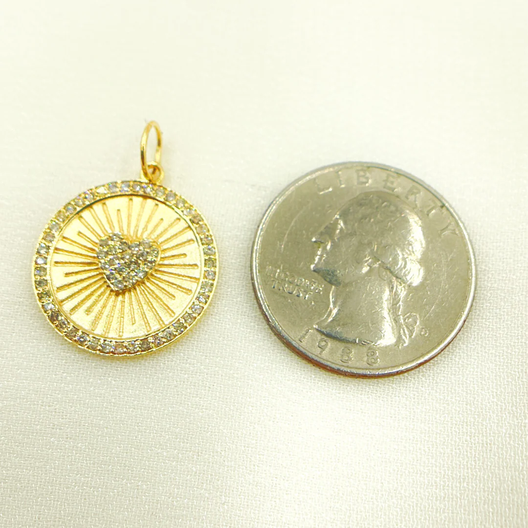 14K Solid Gold Diamond Charm with Heart in the Center. GDP239 - Image 6