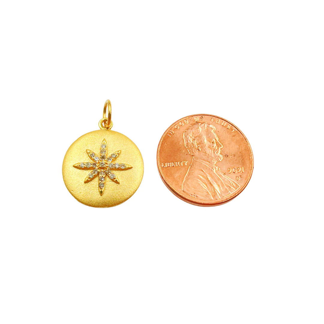 14K Solid Gold Diamond Circle Charm. GDP265 - Image 3
