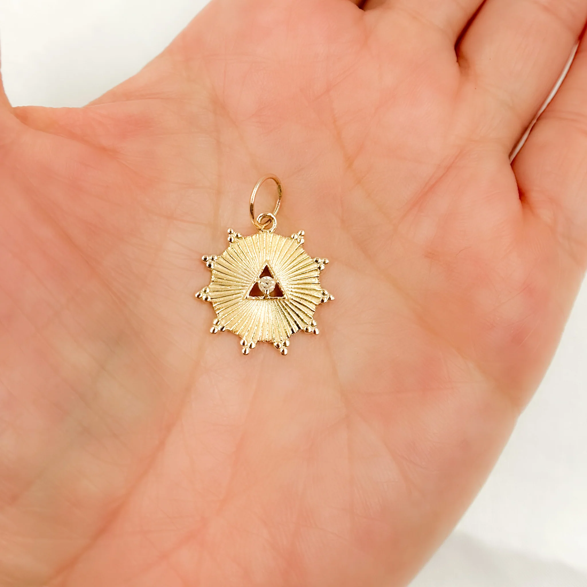 GDP271. 14K Solid Gold Diamond Circle Charm - Image 2