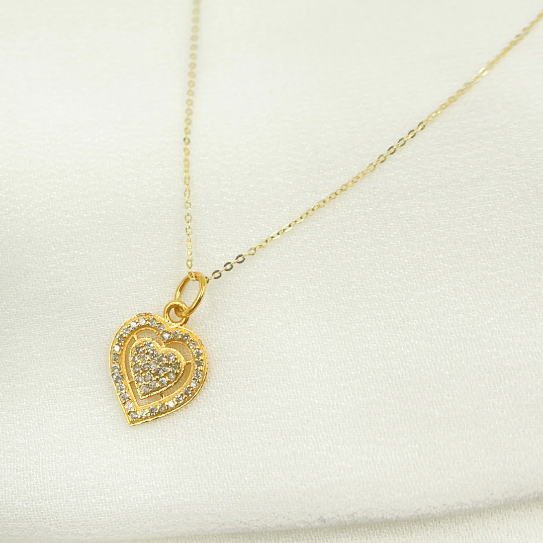 GDP305. 14K Solid Gold Heart Charm with Diamond and Gemstone - Image 2