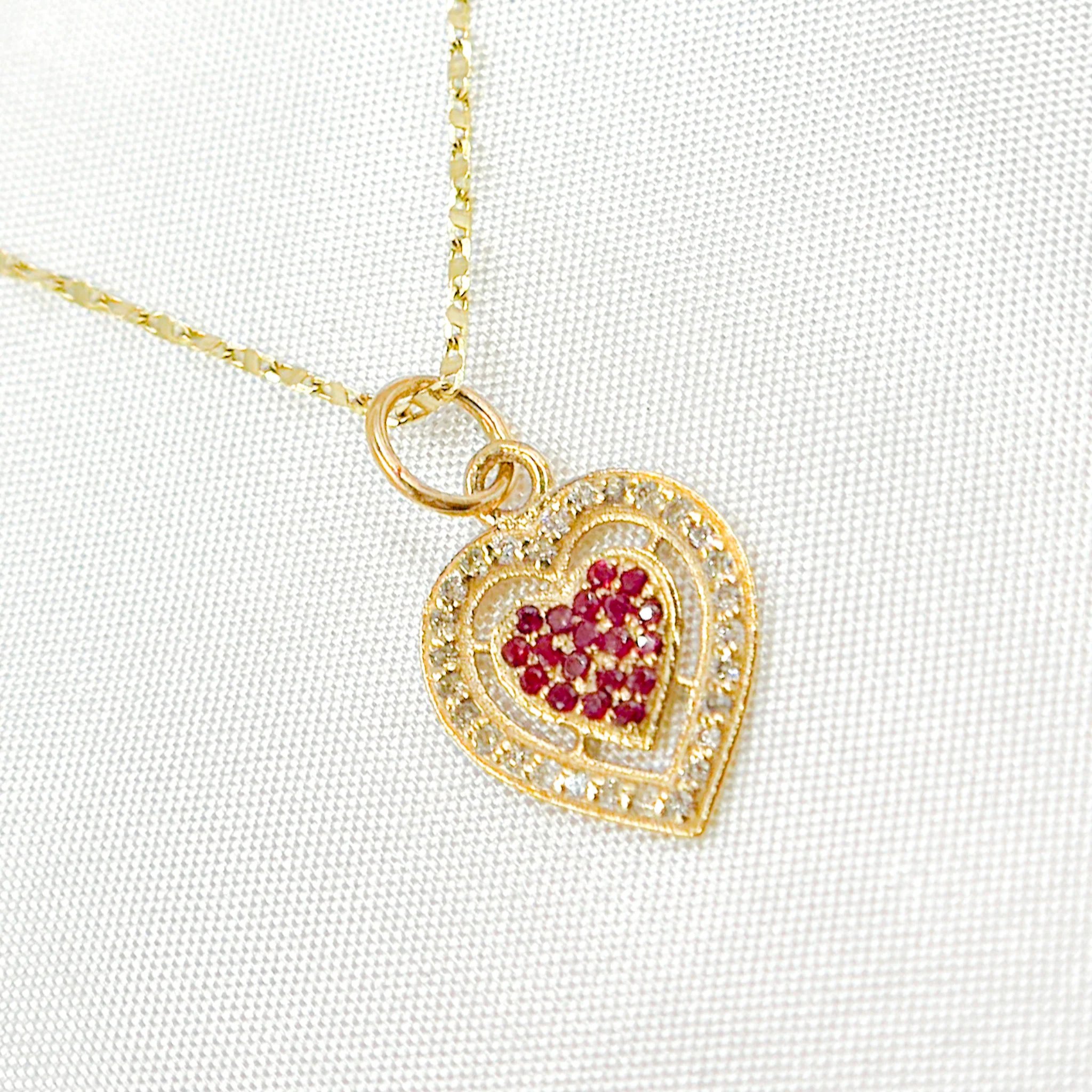 GDP305. 14K Solid Gold Heart Charm with Diamond and Gemstone - Image 6