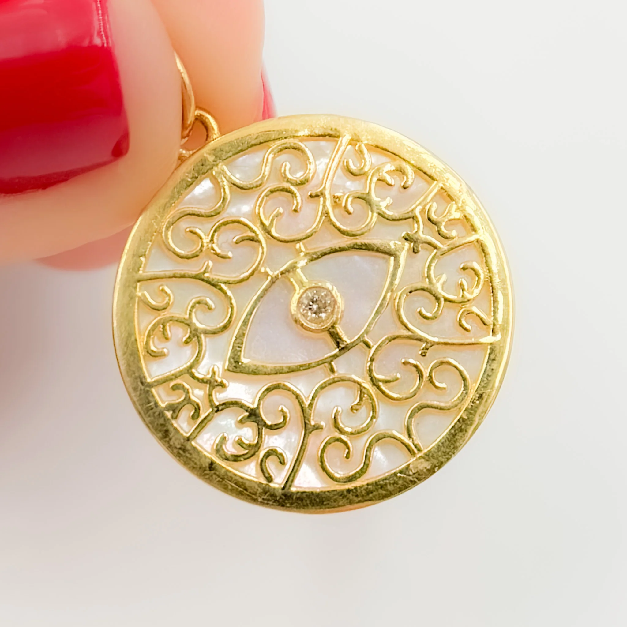 GDP308. 14K Gold Round Evil Eye Pendant - Image 3