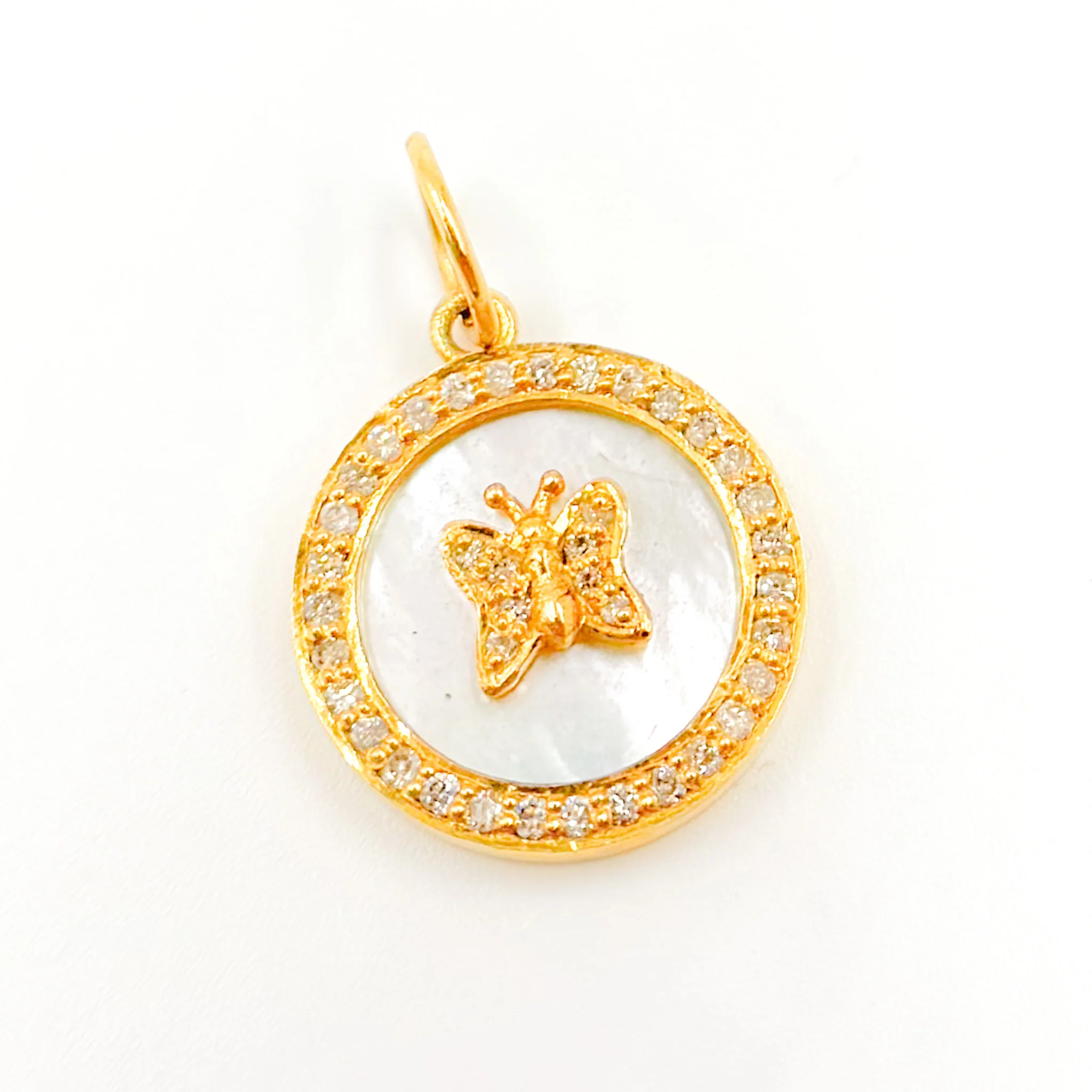 GDP312. 14K Gold Round Butterfly Pendant - Image 3