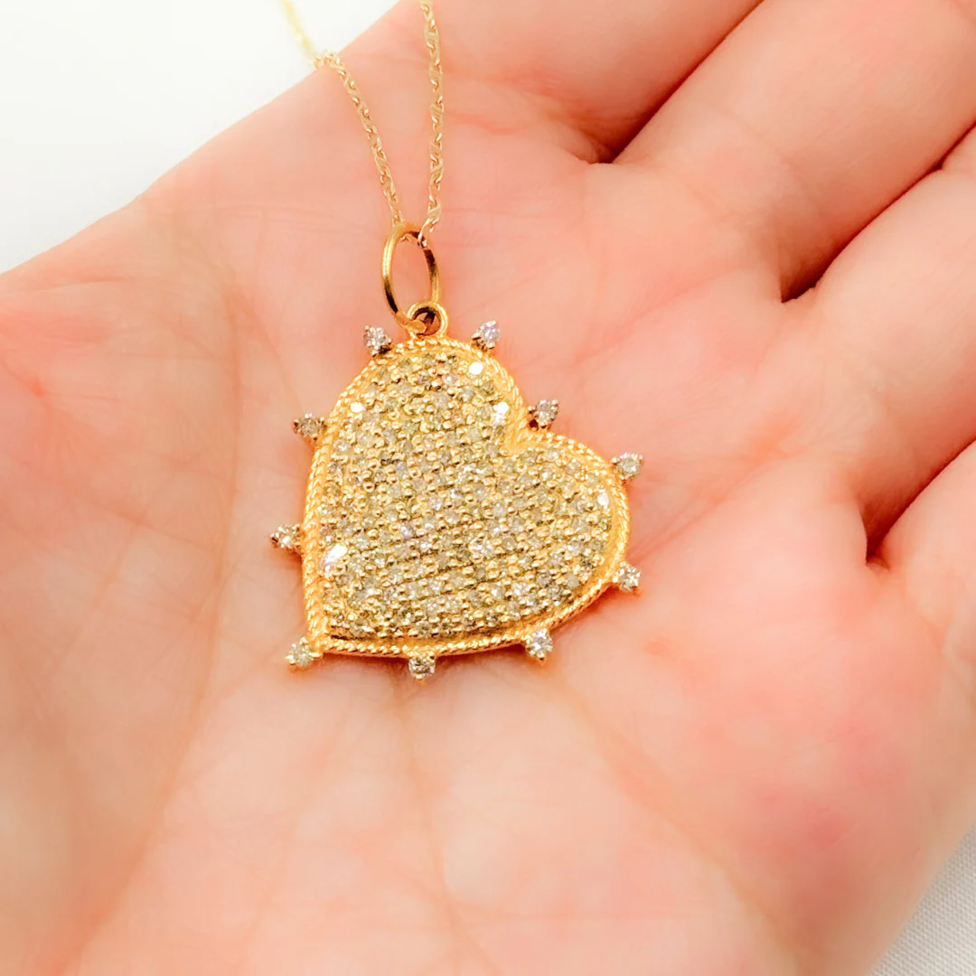 14K Solid Gold Diamond Heart Charm. GDP342 - Image 2