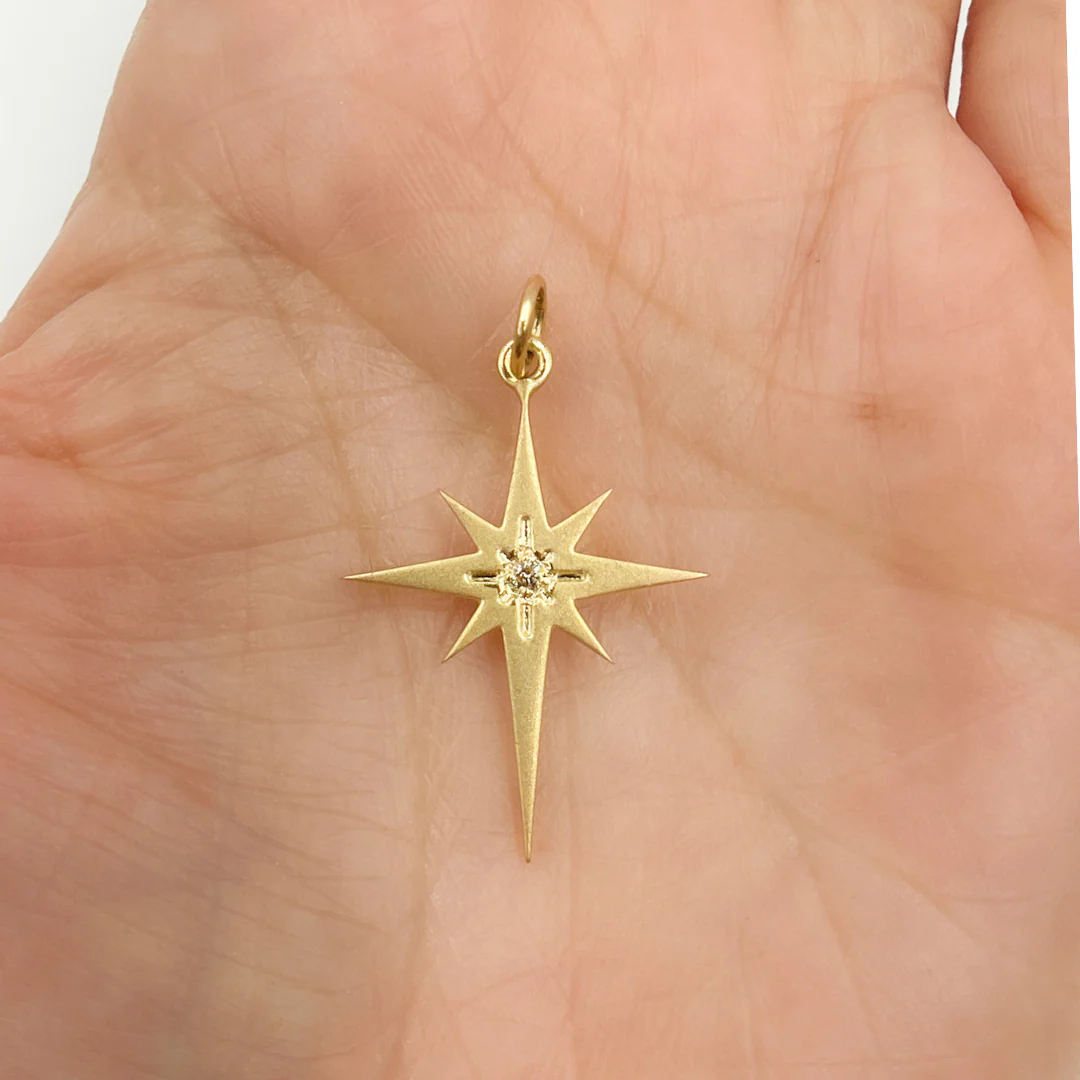 14K Gold with Diamonds Bethlehem Star Shape Charm. GDP38 - Image 2