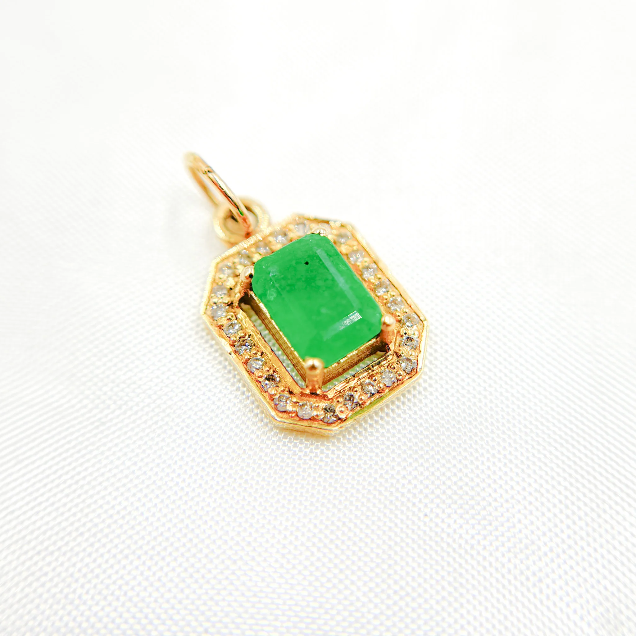 GDP410. 14K Solid Gold Diamond Rectangle Charm - Image 8
