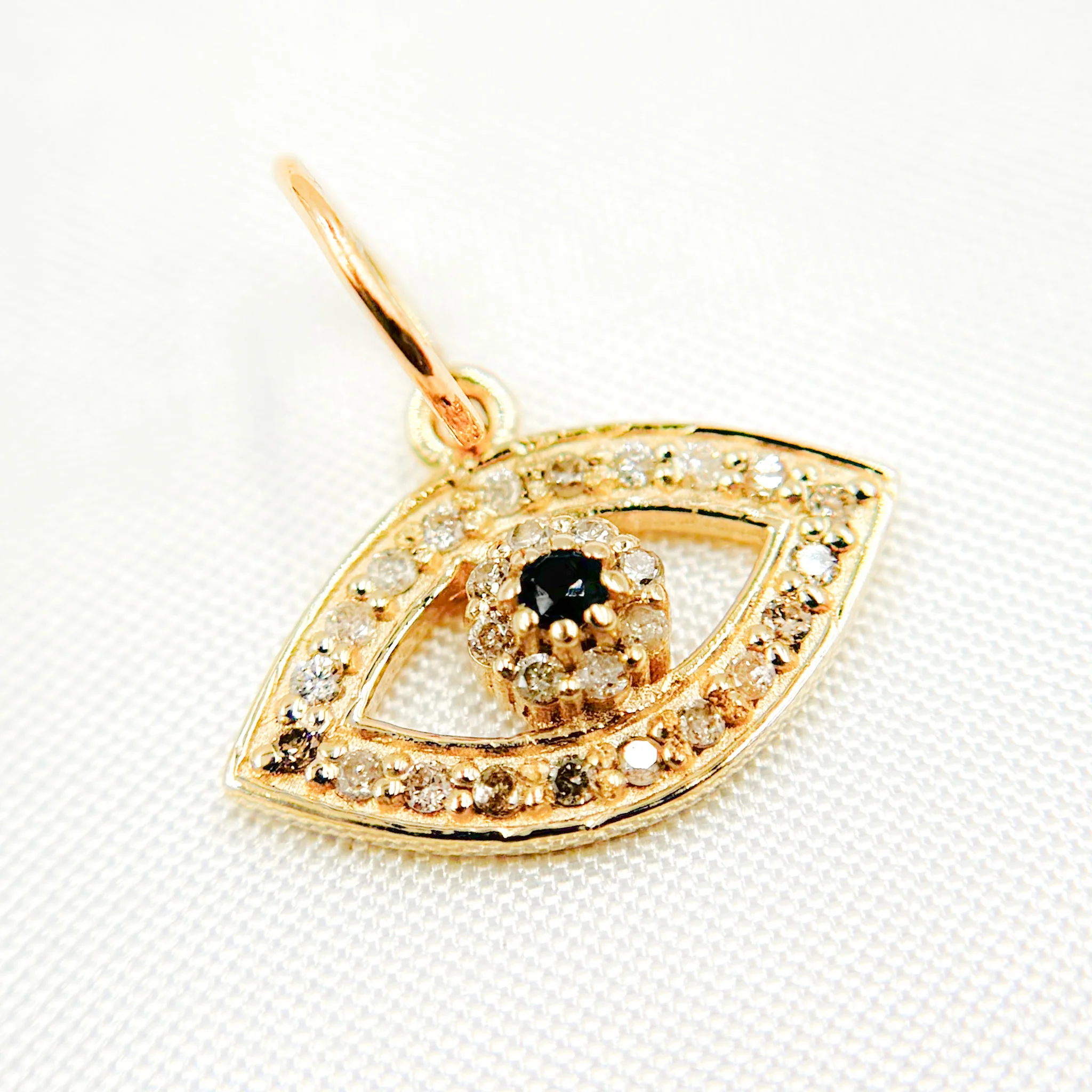 GDP439. 14K Solid Gold Eye Charm with Gemstone - Image 4