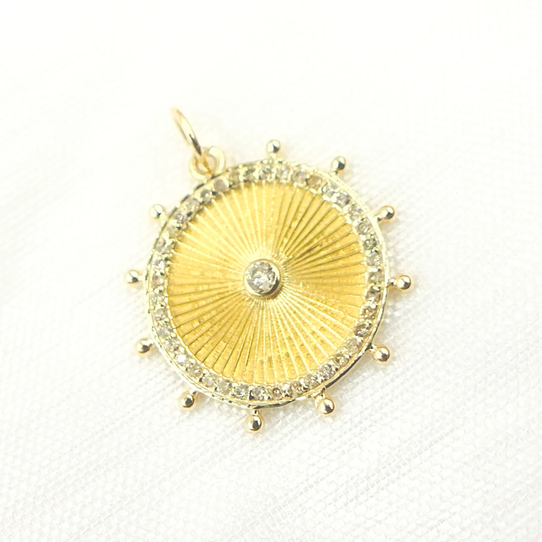 14K Solid Gold Diamond Circle Charm. GDP446 - Image 4