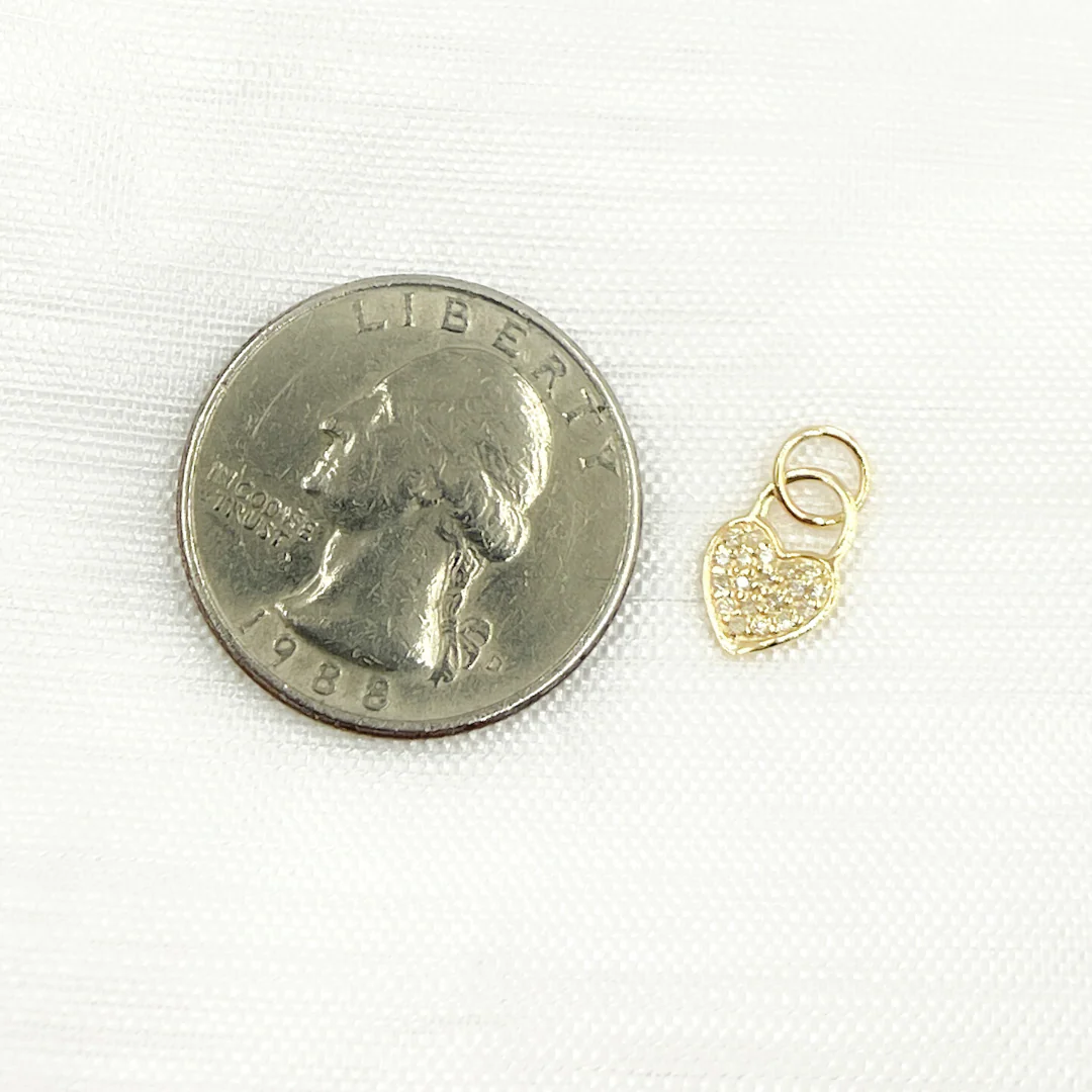 GDP447. 14K Solid Gold Diamond Heart Charm - Image 2