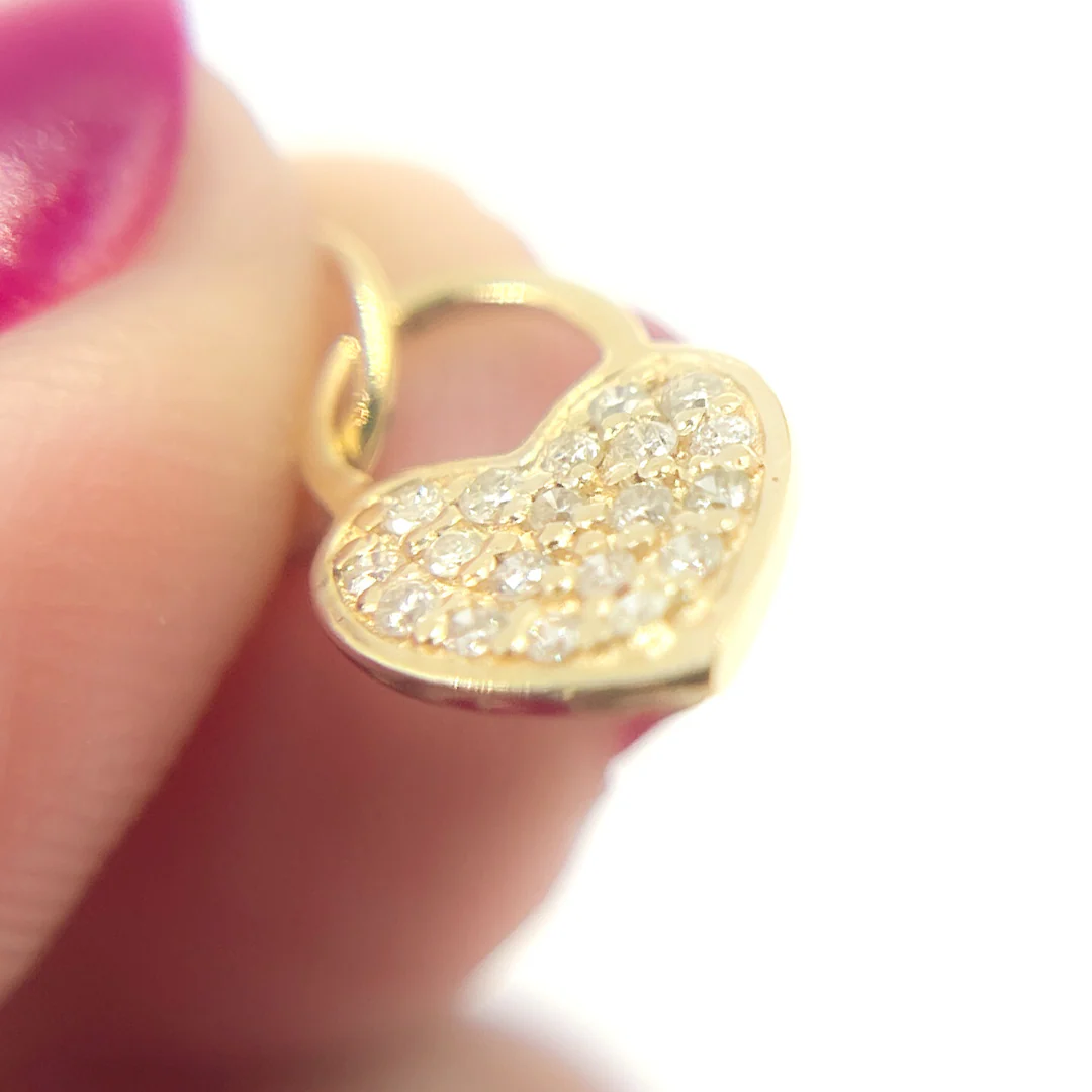 GDP447. 14K Solid Gold Diamond Heart Charm - Image 3